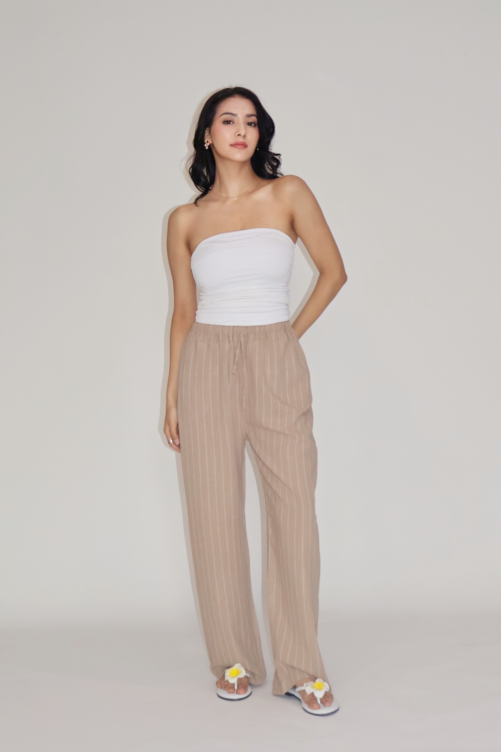 CLAY STRIPED PANTS - (Beige)