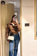 Gourisha in Brown Full Sleeve Cropped Zipper Top - Cropped Zipper (Coco)
