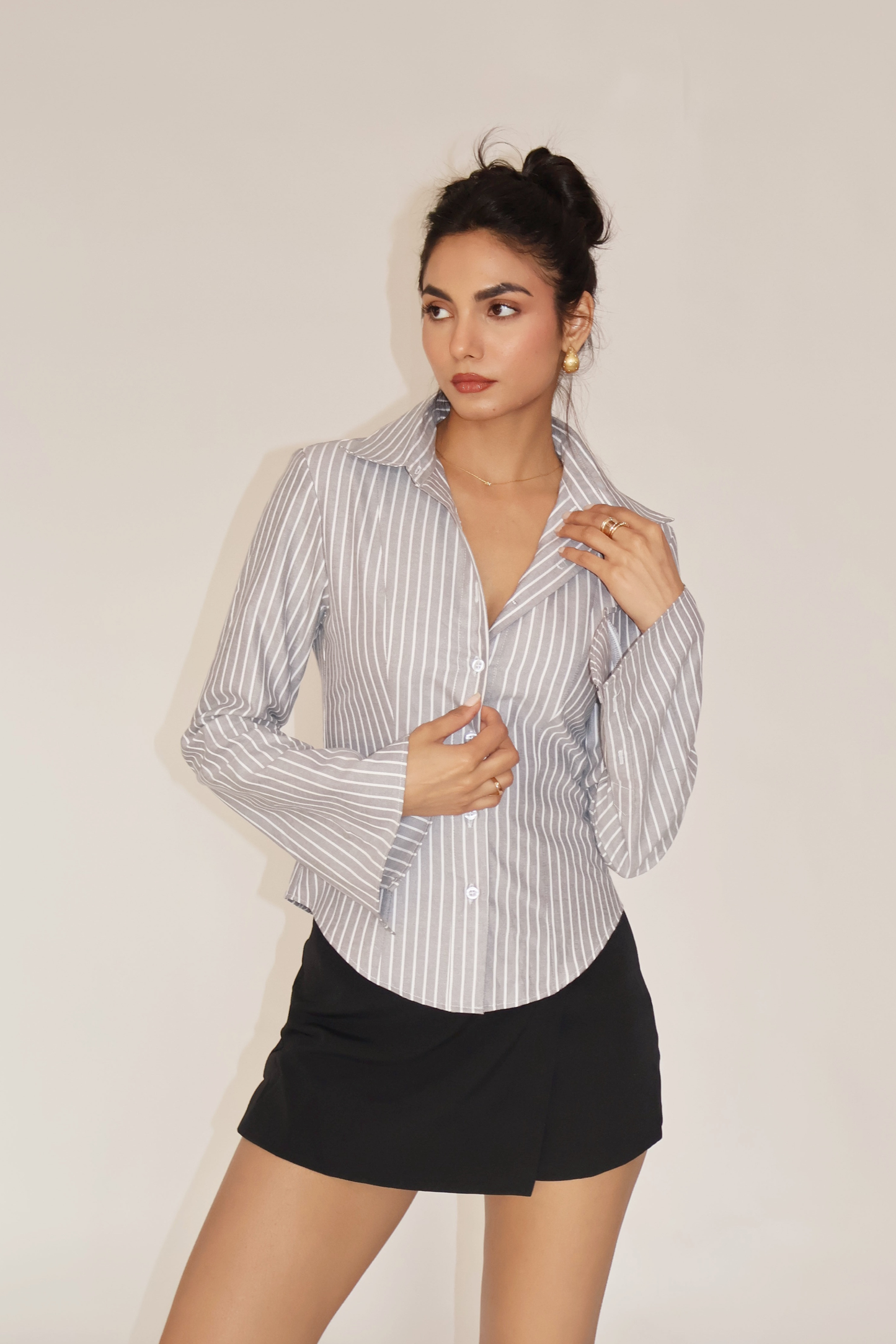 Slate Striped Fitted Shirt – IRIS