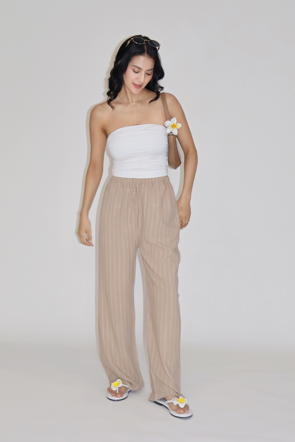 CLAY STRIPED PANTS - (Beige)