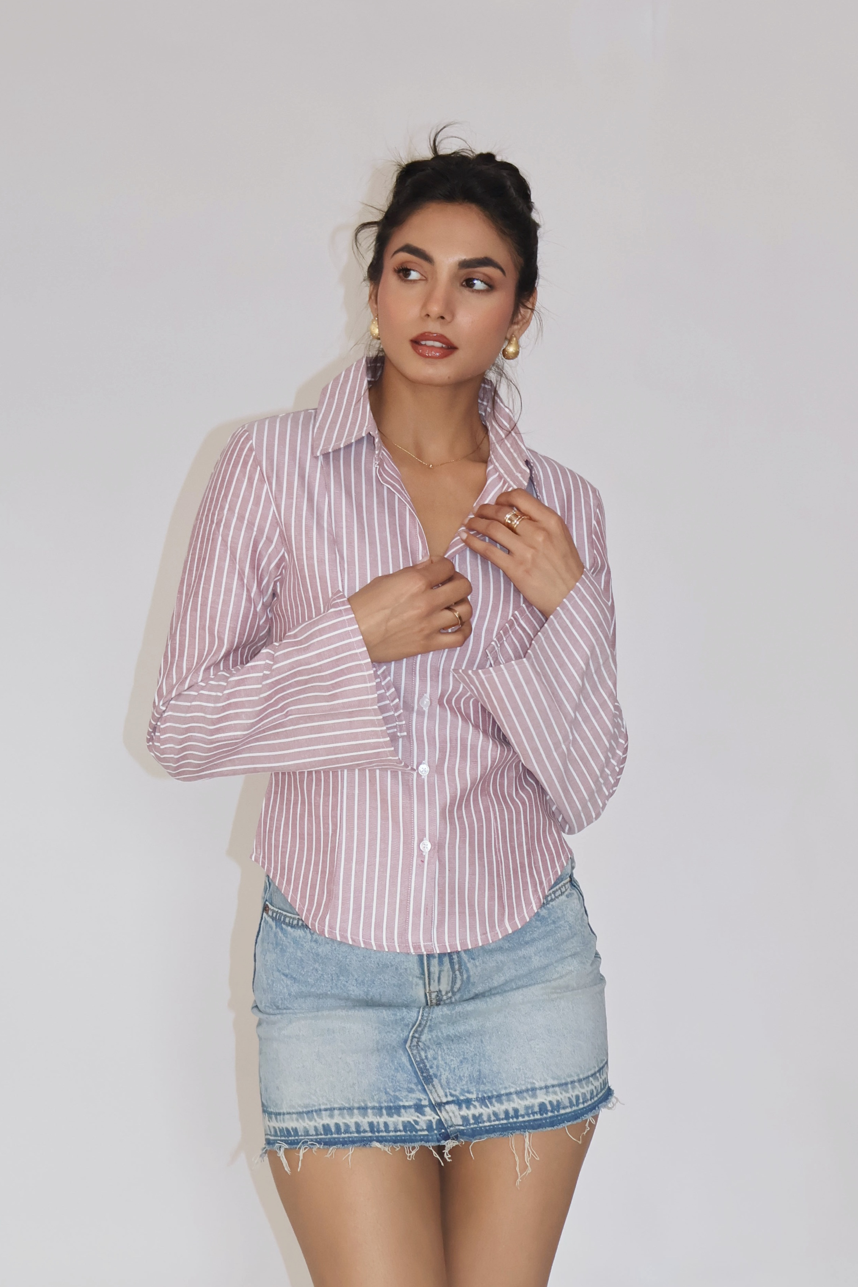 Brown Striped Fitted Shirt – IRIS