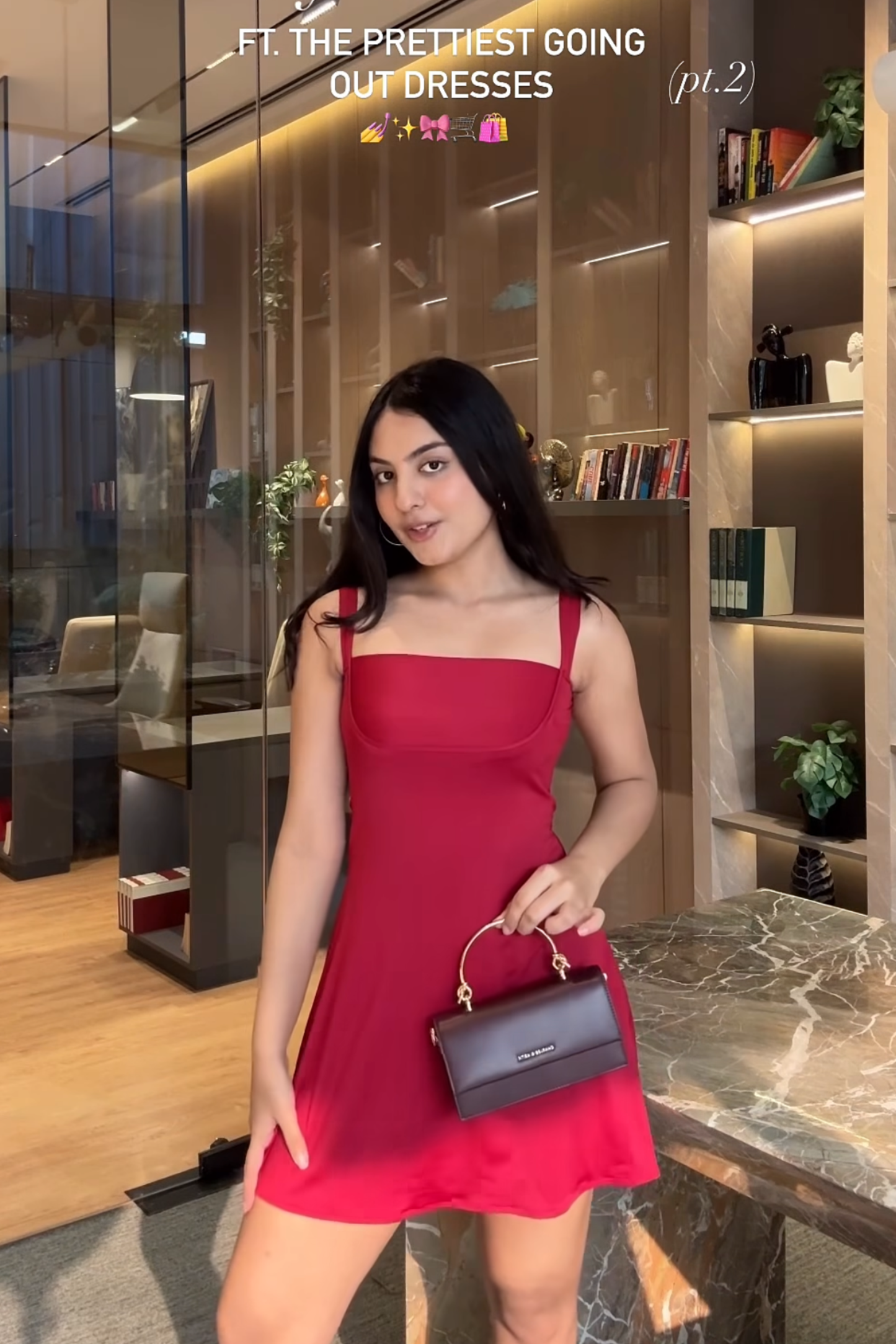 Aashna in Red Square Neck Dress - Shade Dress (Cherry)