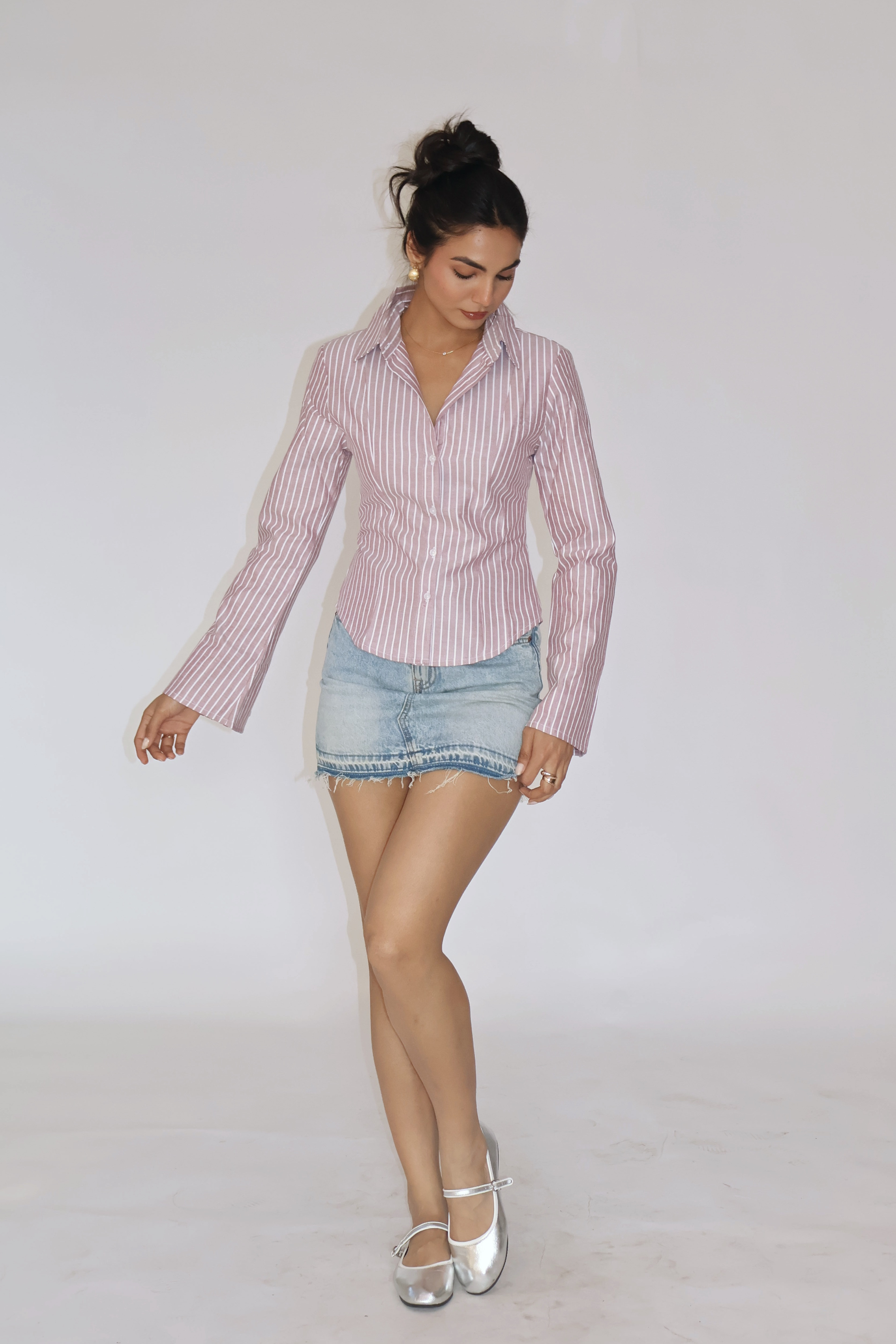 Brown Striped Fitted Shirt – IRIS