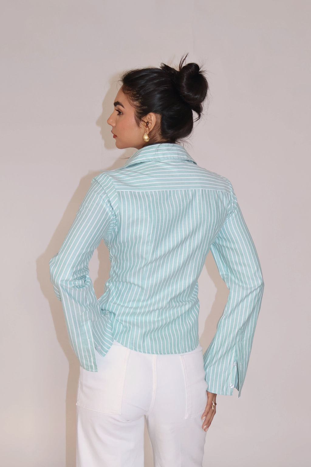 Teal Striped Fitted Shirt – IRIS