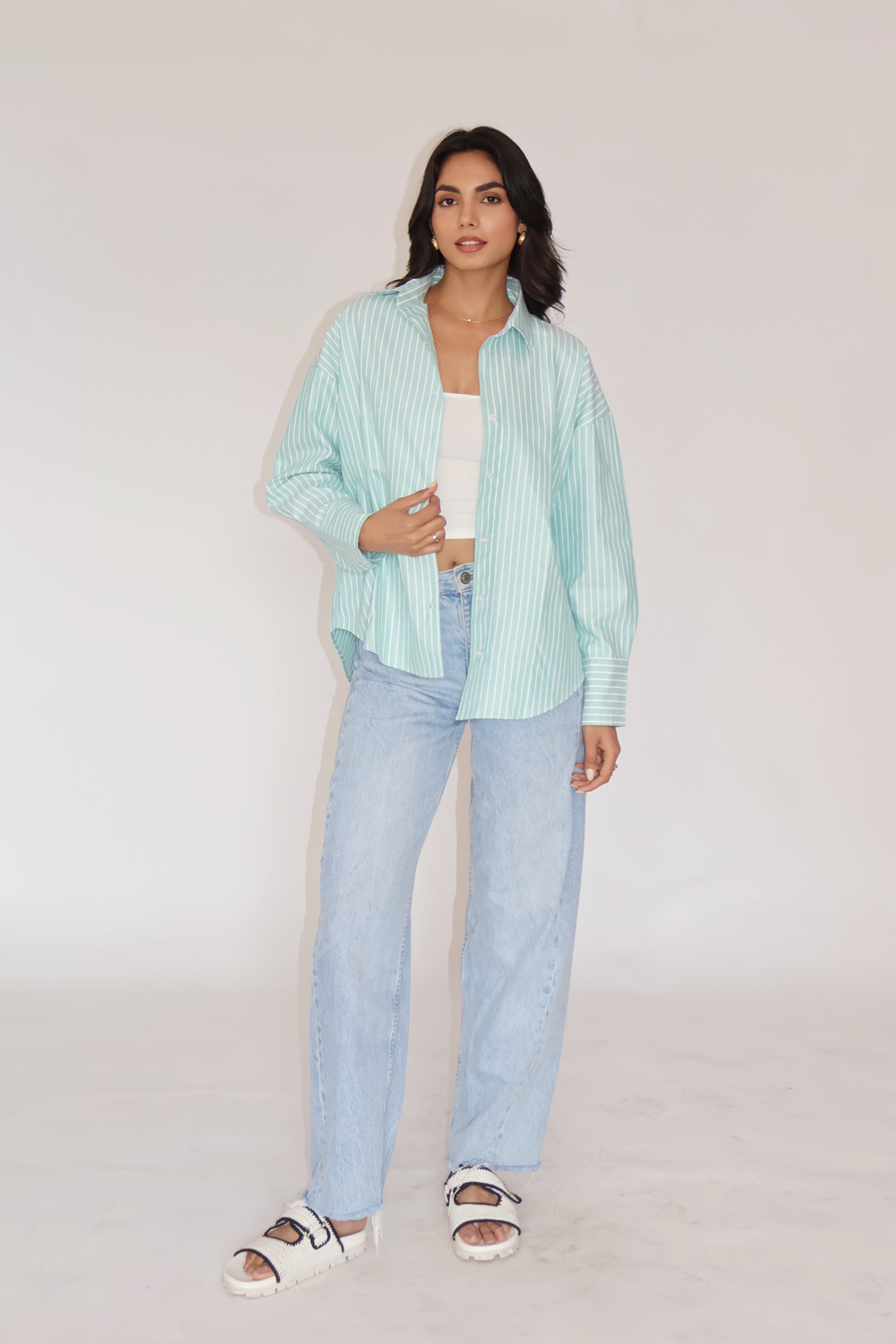 Teal Striped Oversized Shirt – CANVA