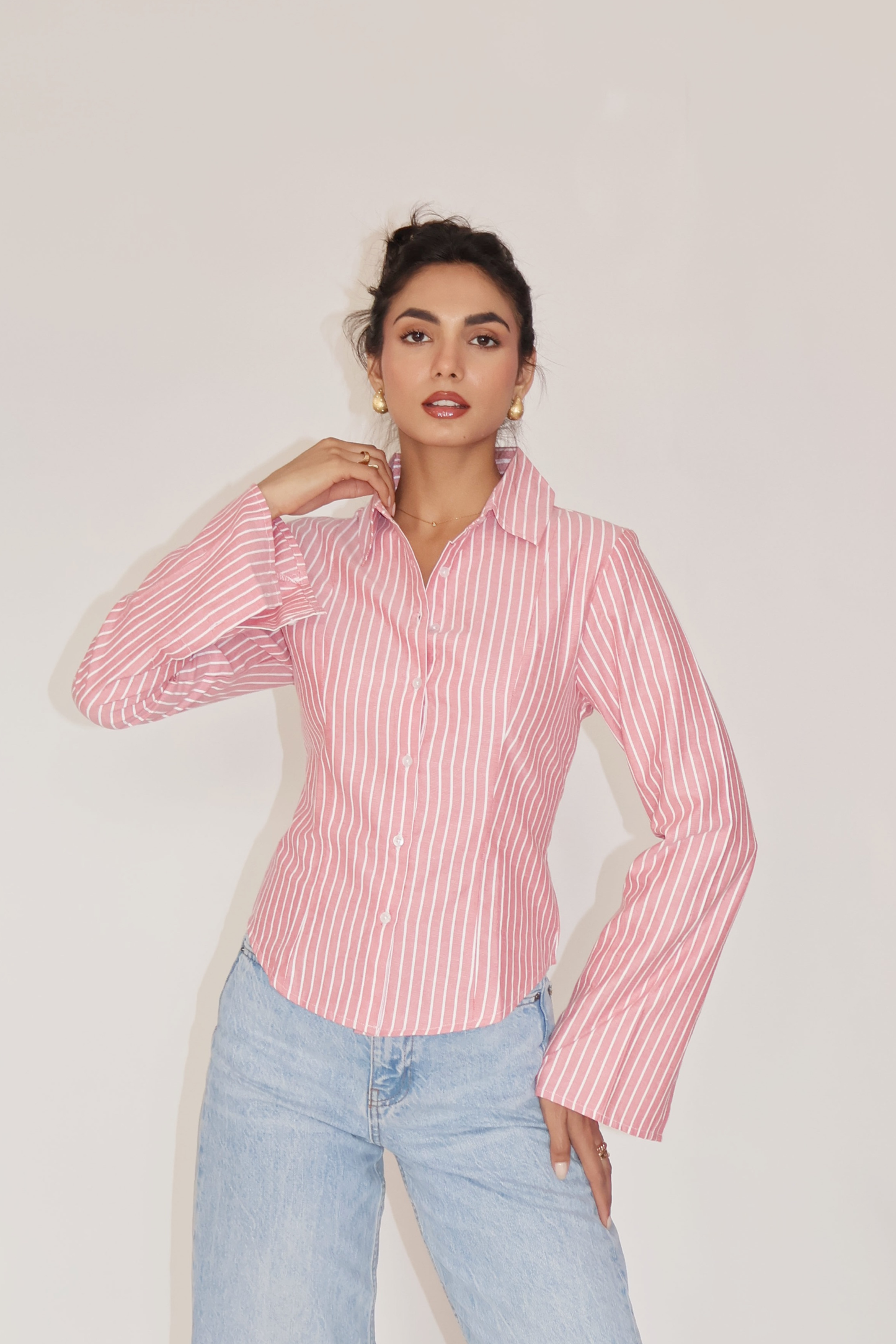 Anku in Red Striped Fitted Shirt – IRIS