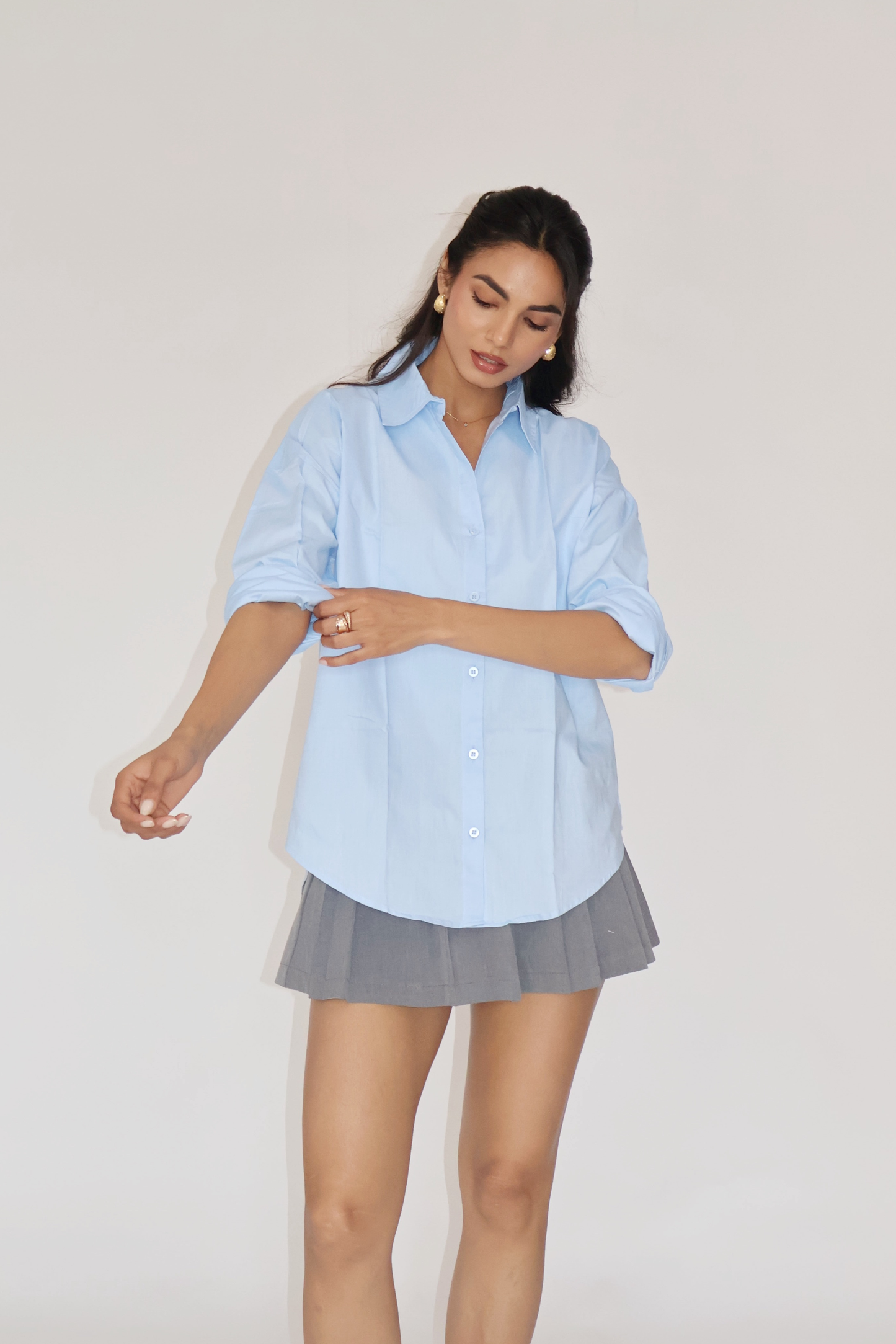 Sky Solid Oversized Shirt – BREEZE
