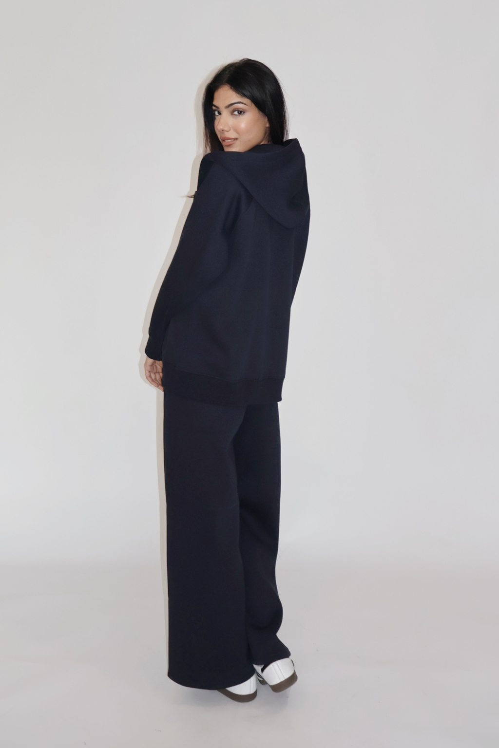HOODED ZIPPER CO-ORD SET - (Navy)