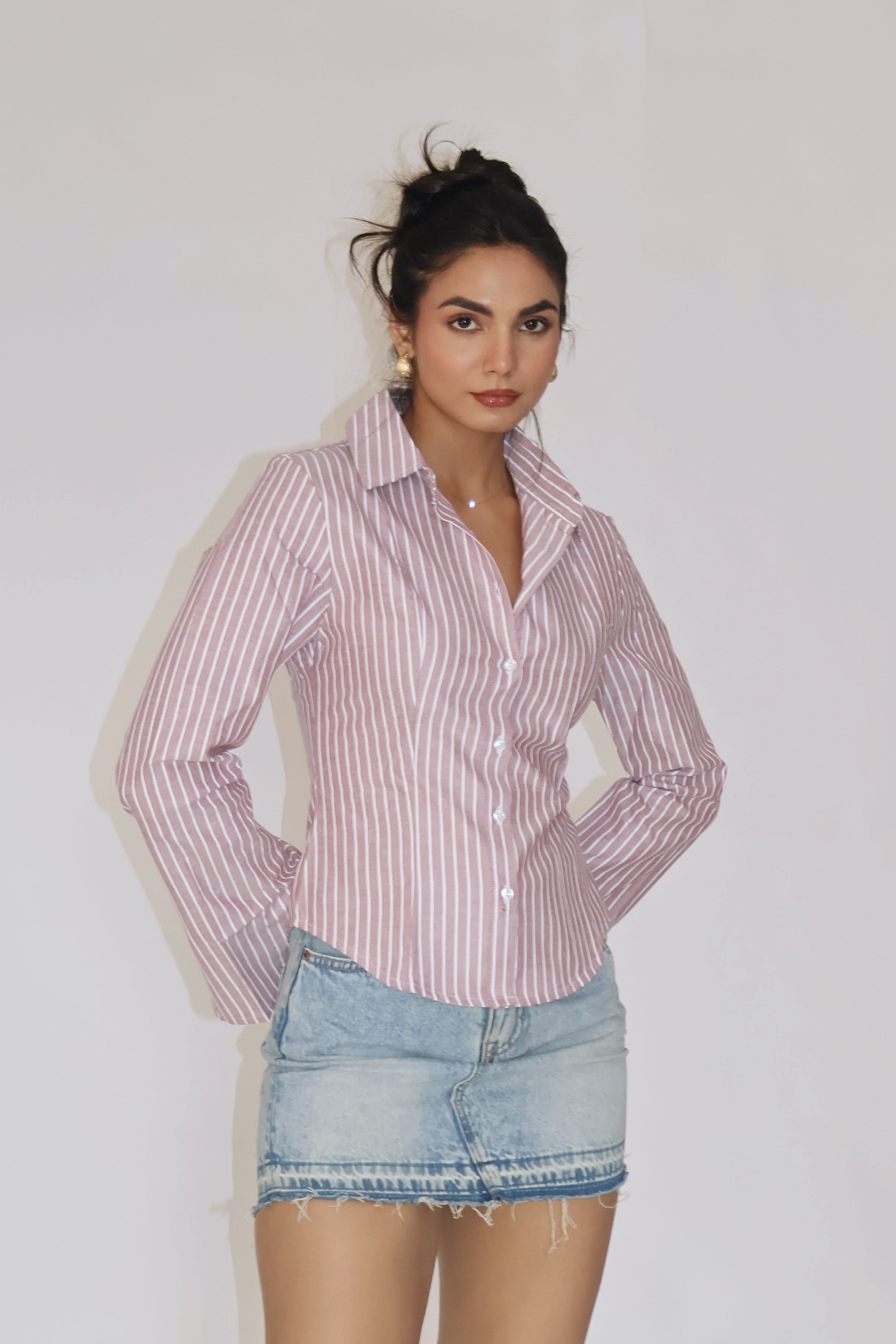 Brown Striped Fitted Shirt – IRIS