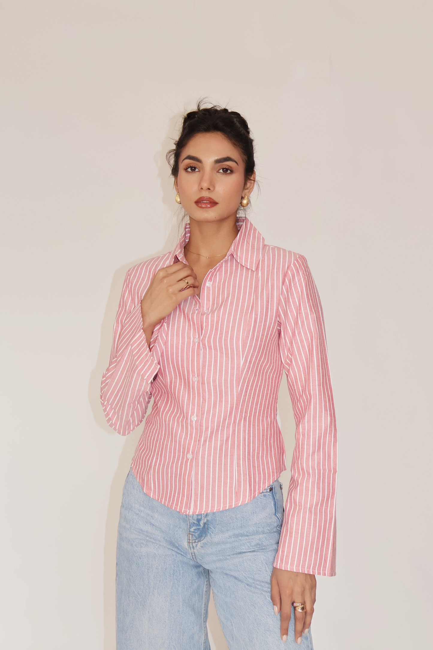 Anku in Red Striped Fitted Shirt – IRIS