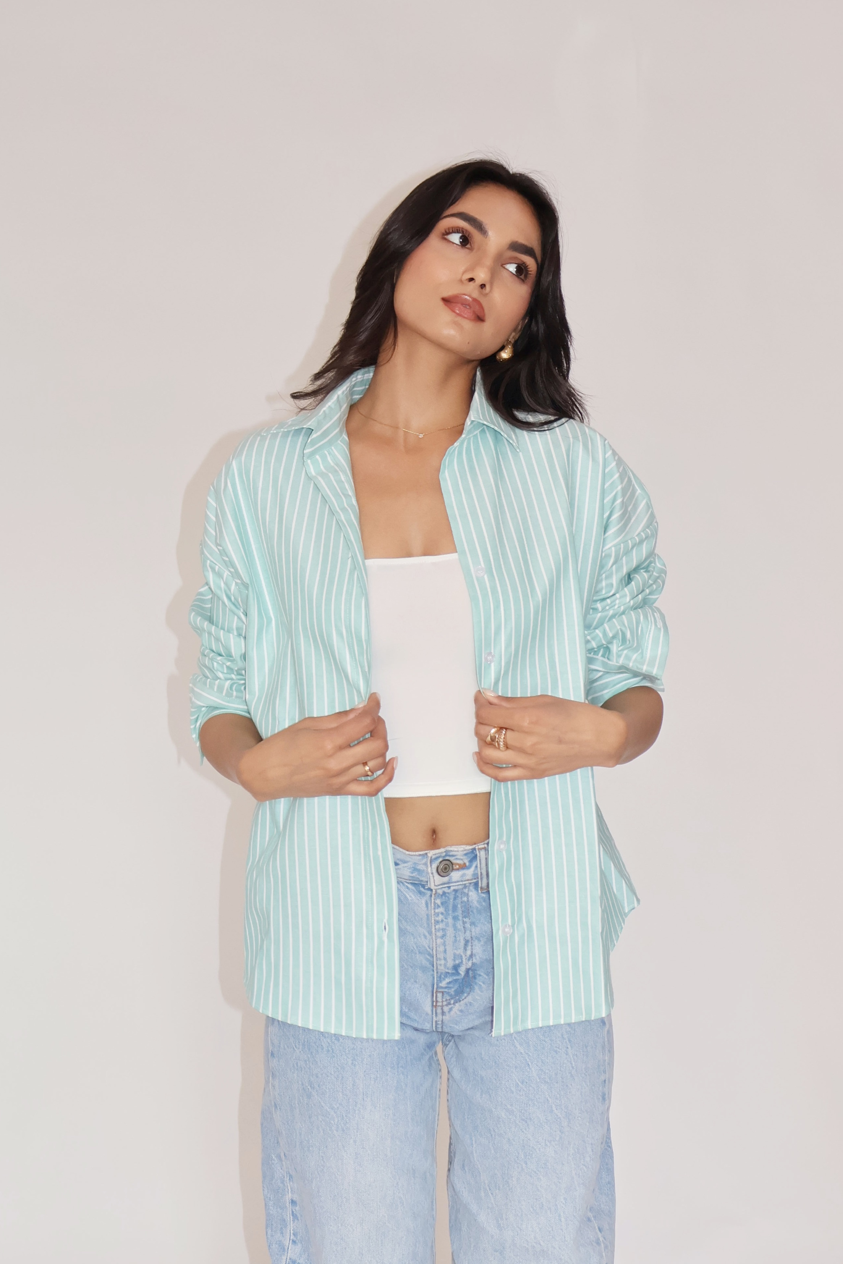 Teal Striped Oversized Shirt – CANVA