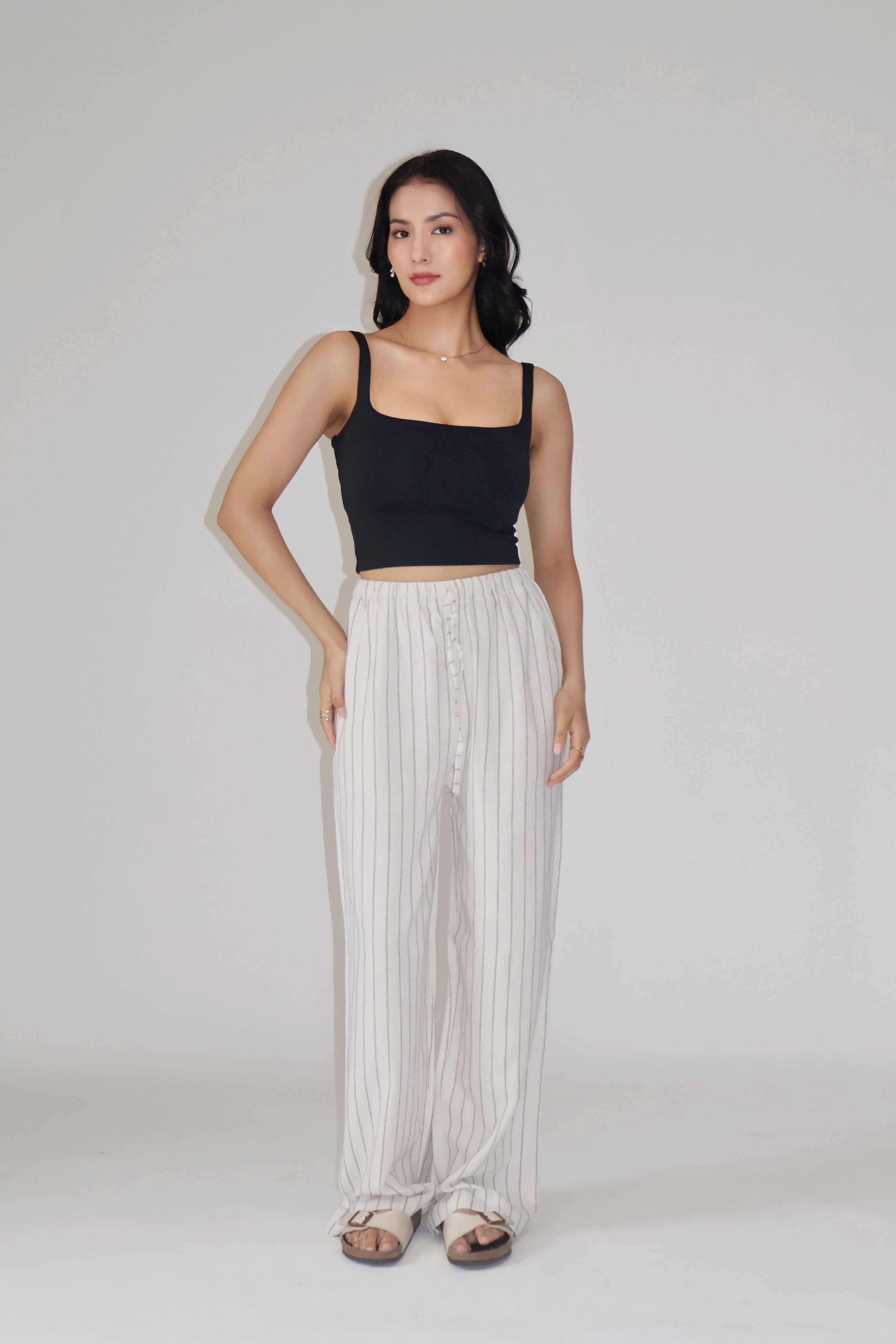 CLAY STRIPED PANTS - (Off white)