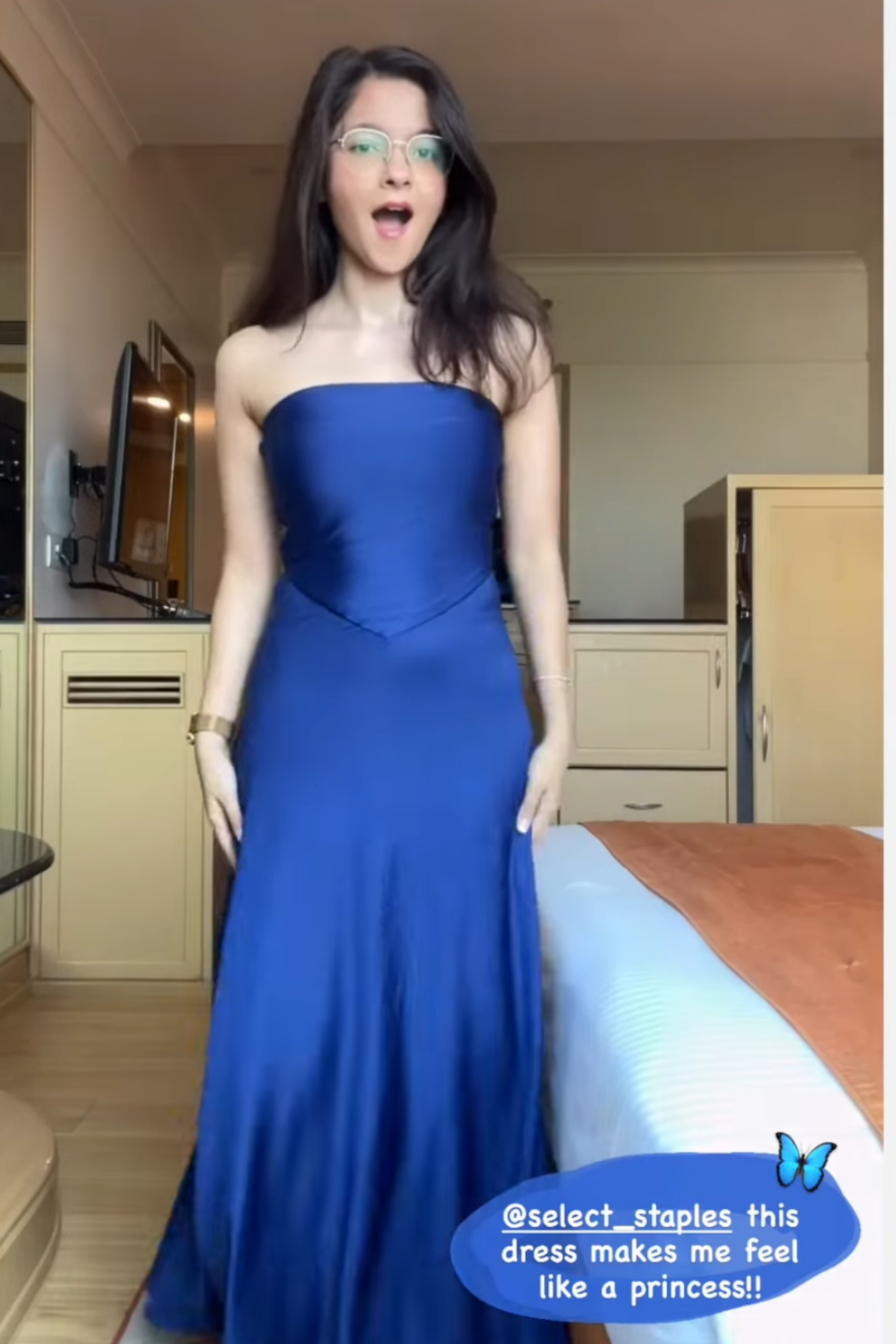 Tarini Thakur in Blue Flare Tube Dress - Flow Dress (Navy)