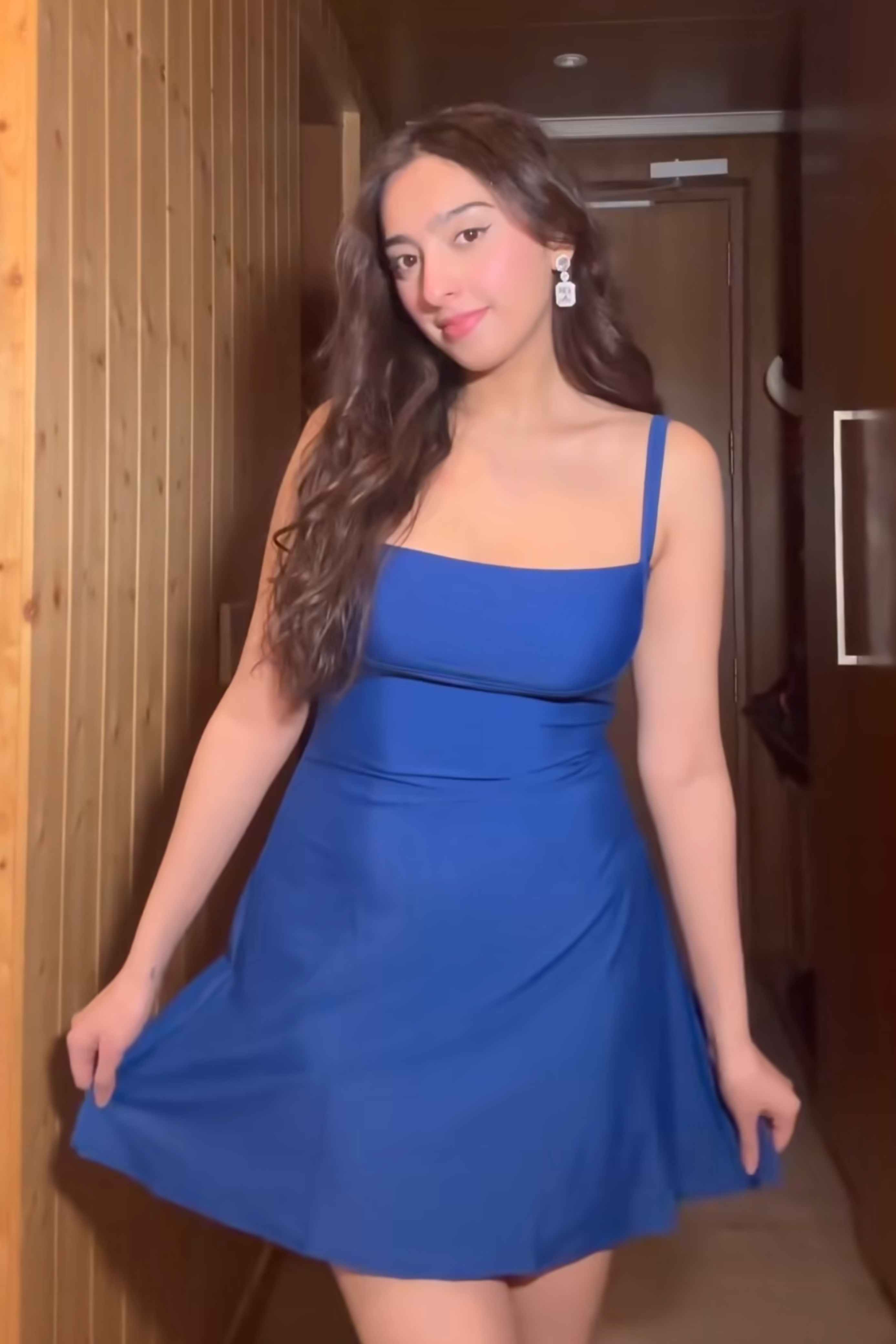 Rida in Blue Square Neck Dress - Shade Dress (Navy)