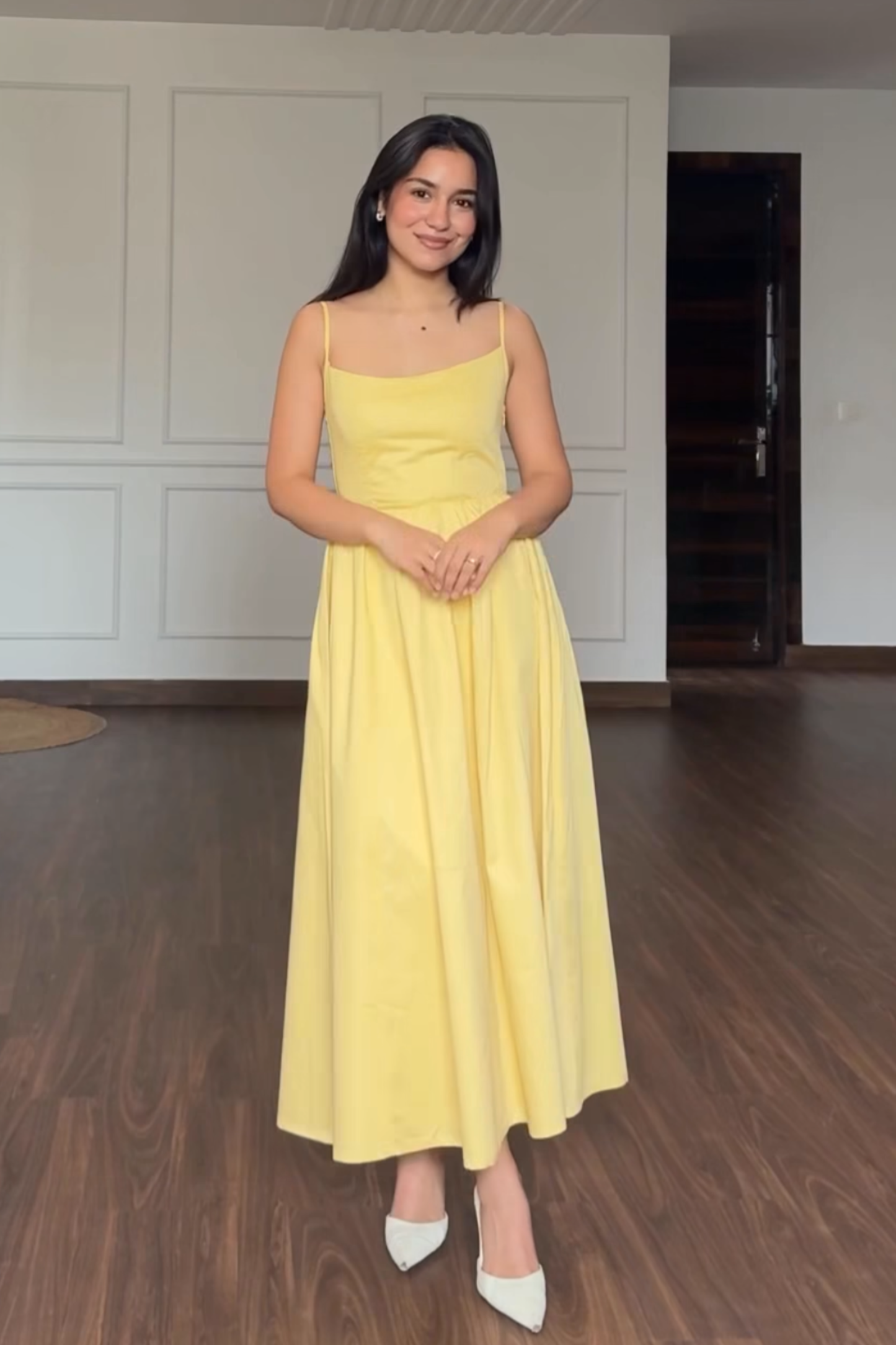 Sia in Butter Yellow Strappy Flare Dress – ZIA