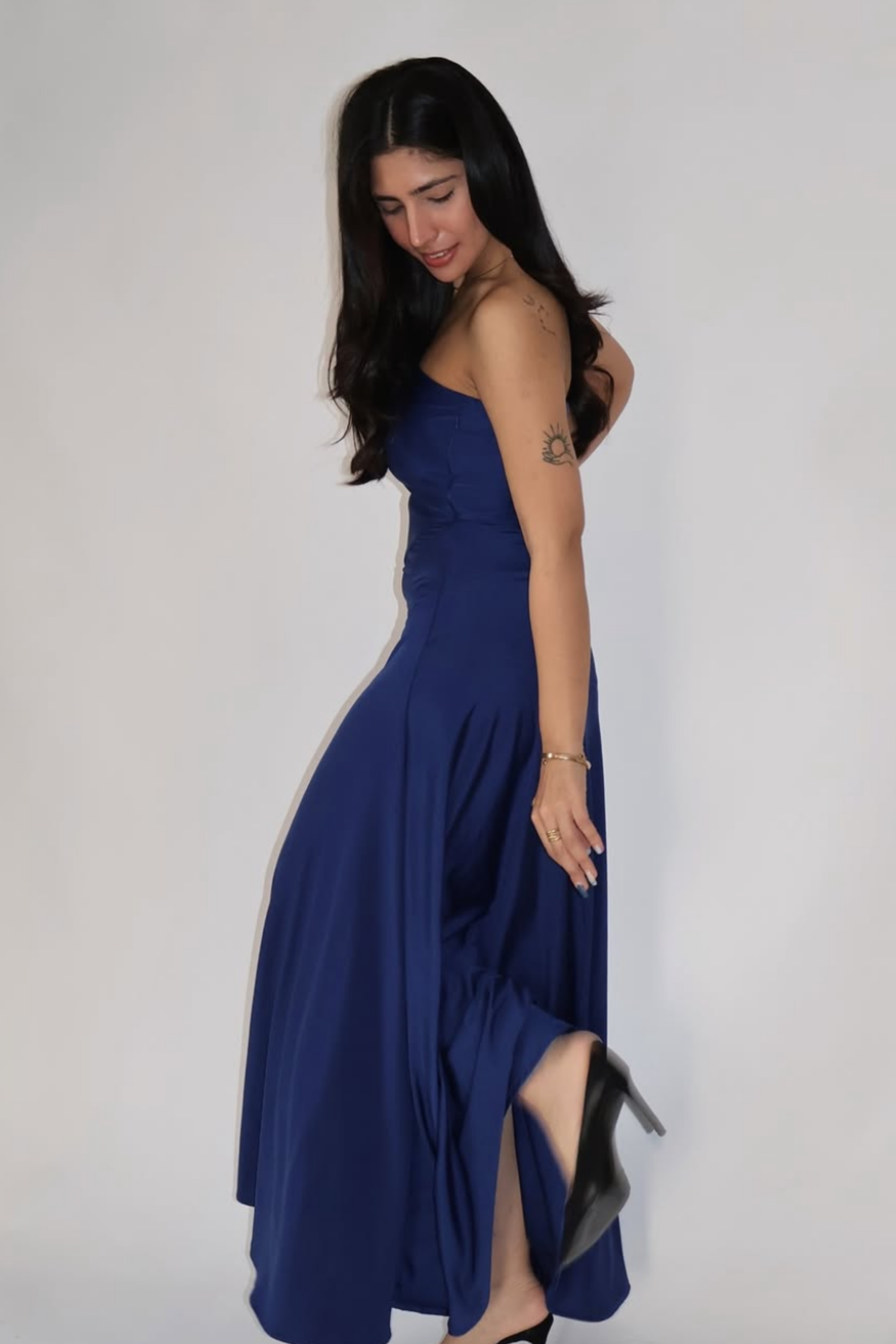 Unnati in Blue Flare Tube Dress - Flow Dress (Navy)
