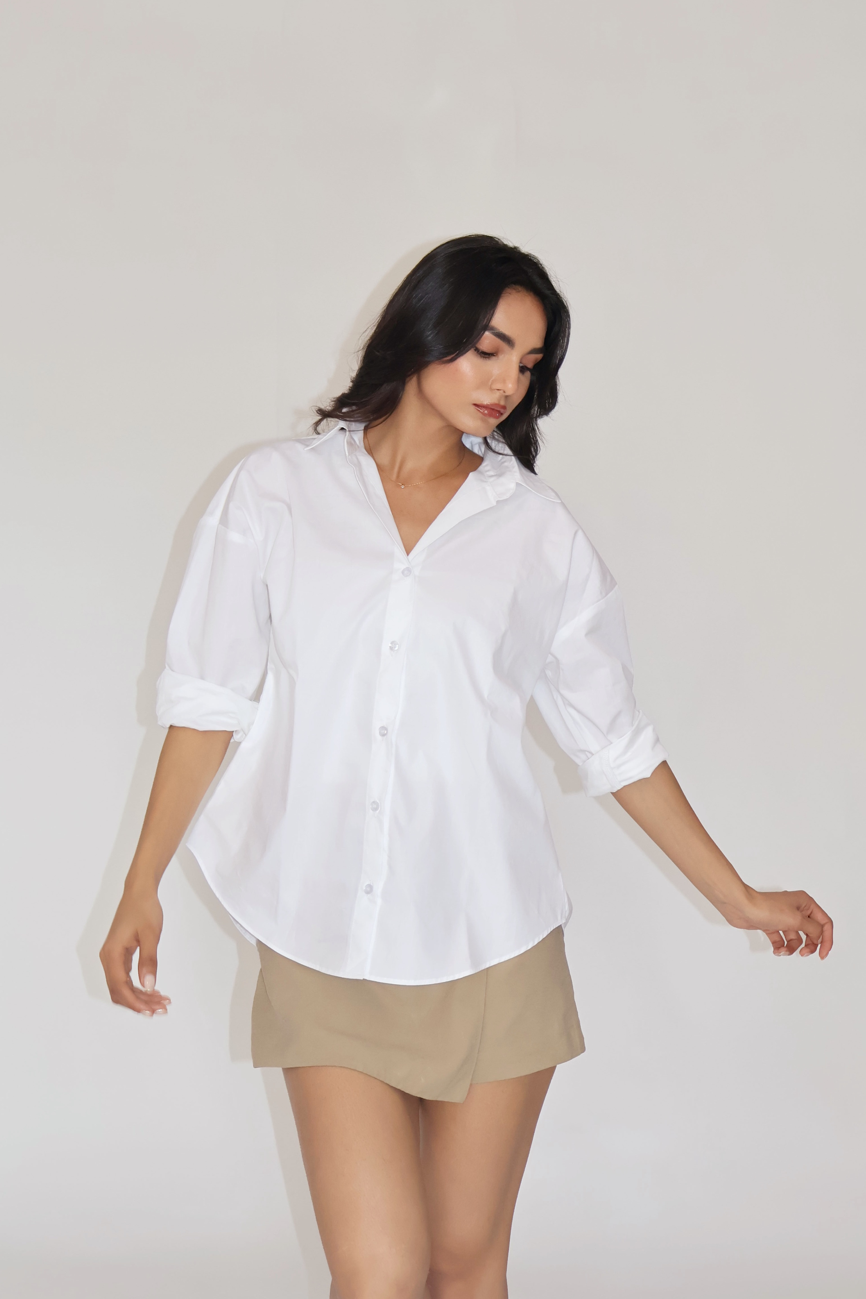 Dove Solid Oversized Shirt – BREEZE
