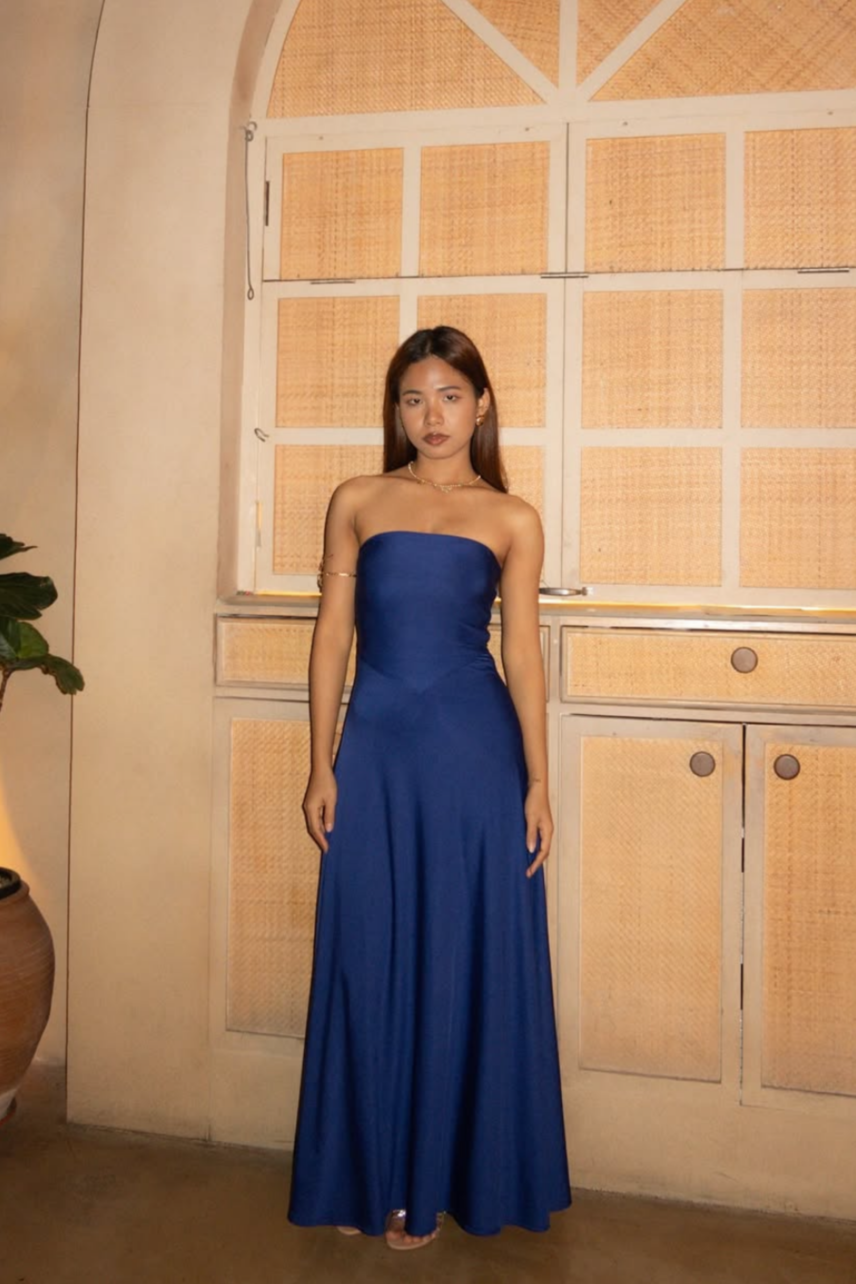 Unnati in Blue Flare Tube Dress - Flow Dress (Navy)