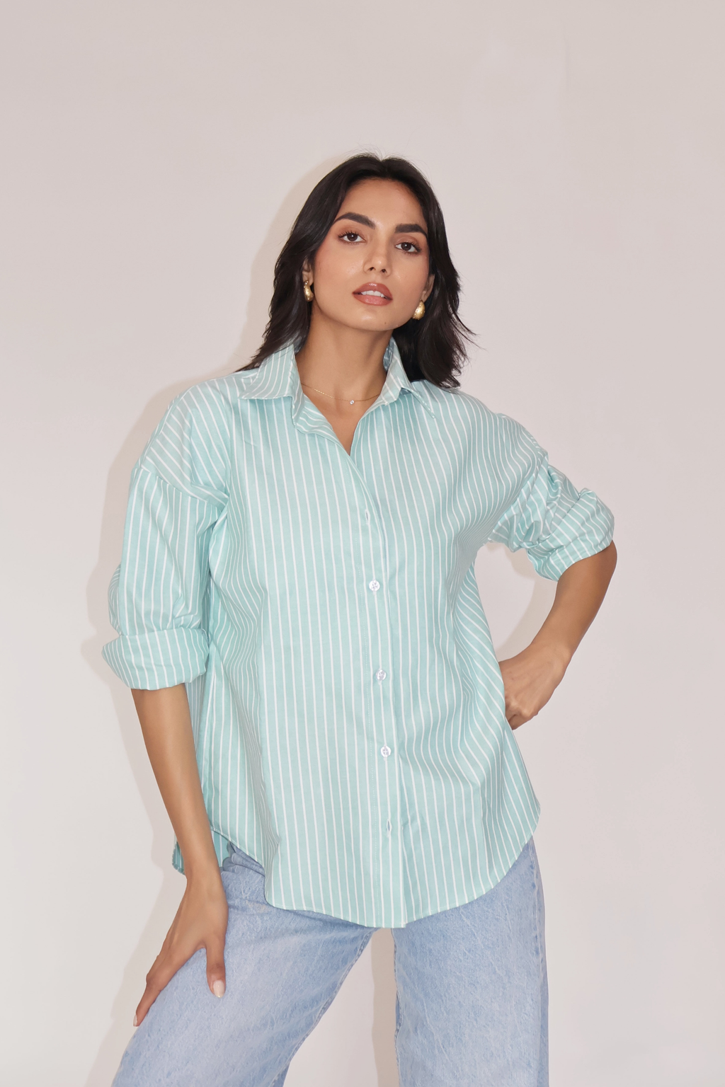 Teal Striped Oversized Shirt – CANVA