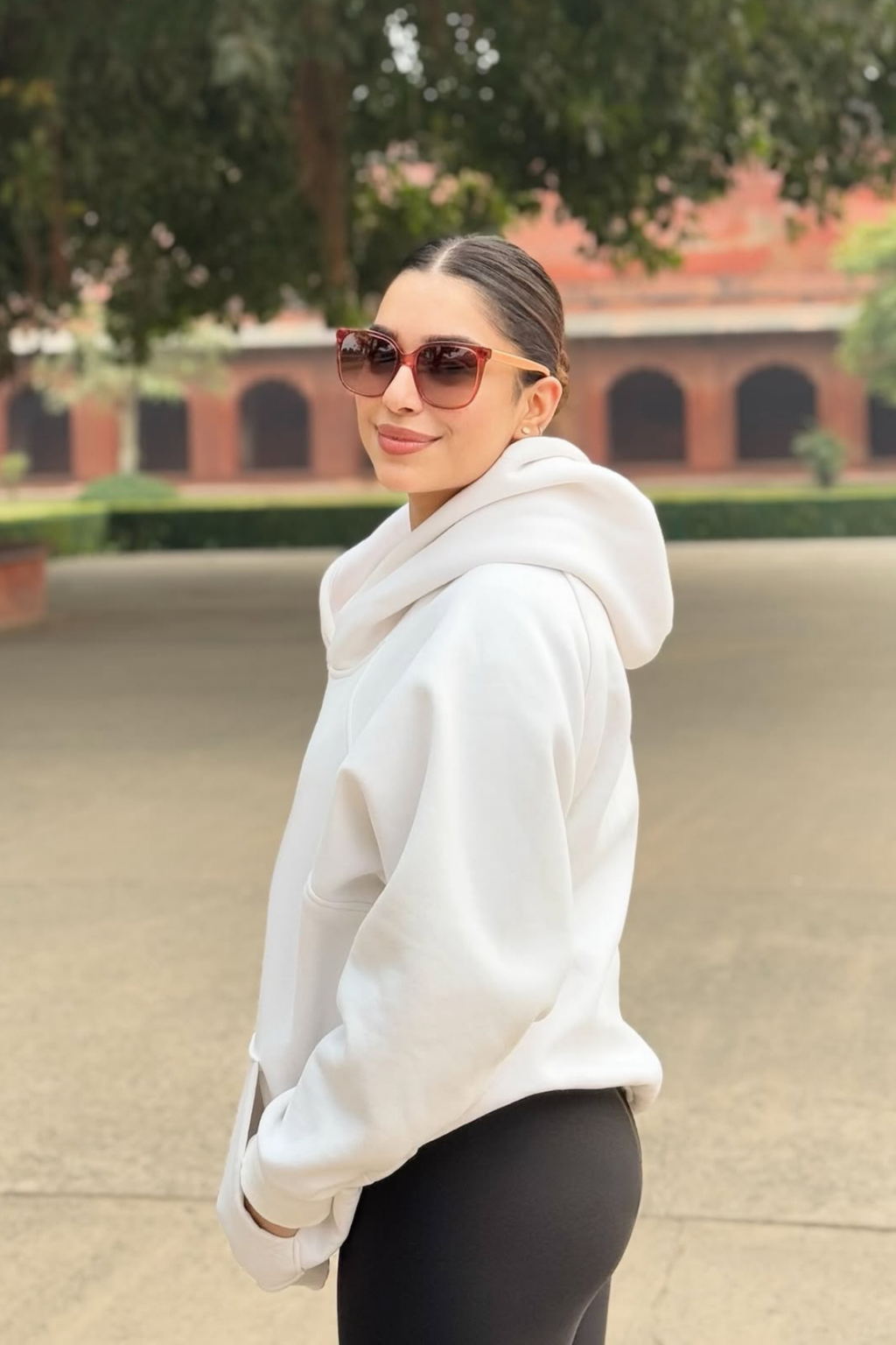 Sonal in White Truly Oversized HOODIE