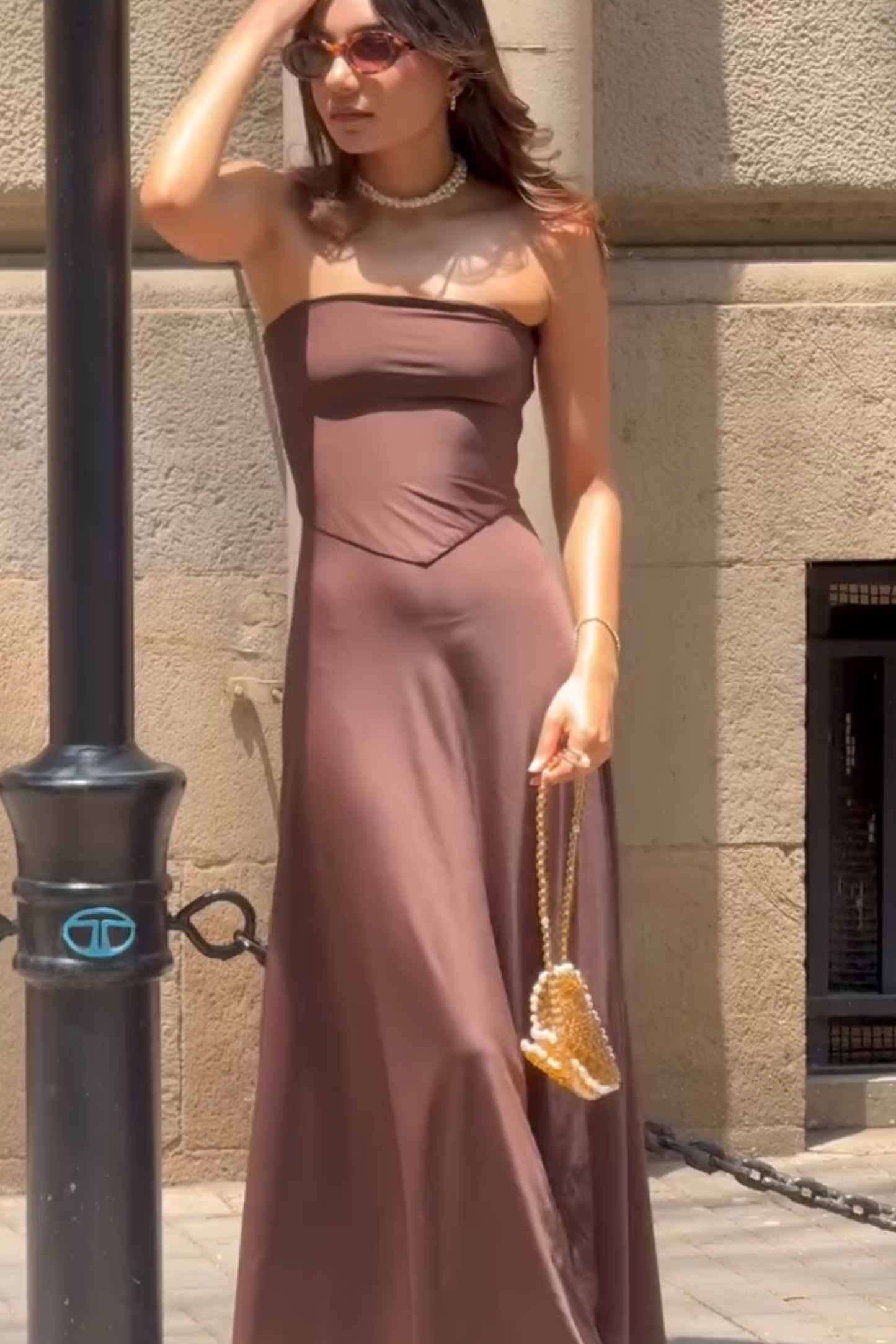 Sheena in Brown Flare Tube Dress - Flow Dress (Coco)