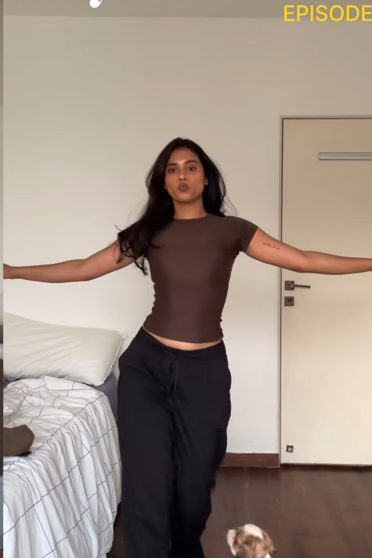 Shubhra in Brown Double Layered Fitted Tee - Drift Tee (Coco)