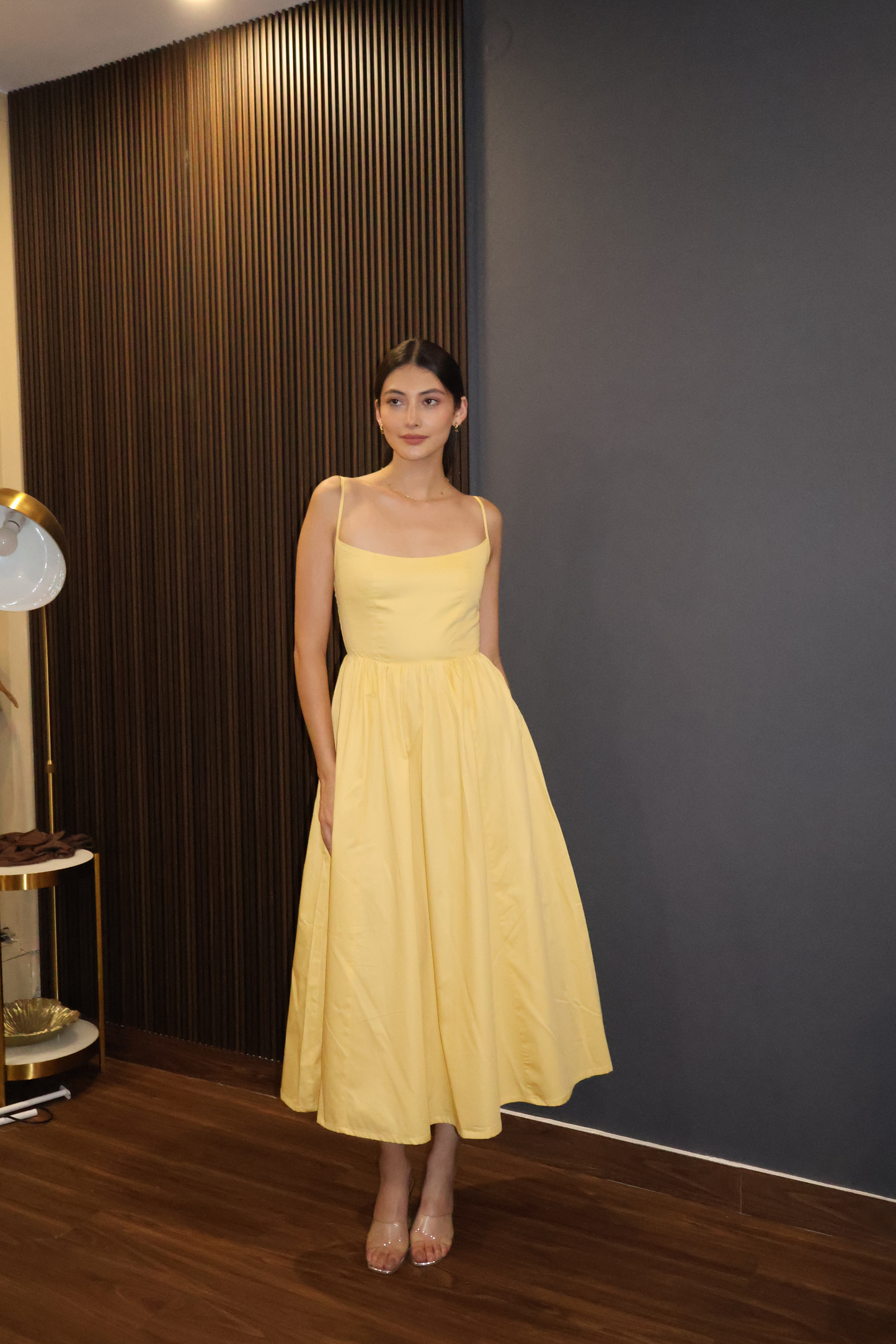 Sia in Butter Yellow Strappy Flare Dress – ZIA