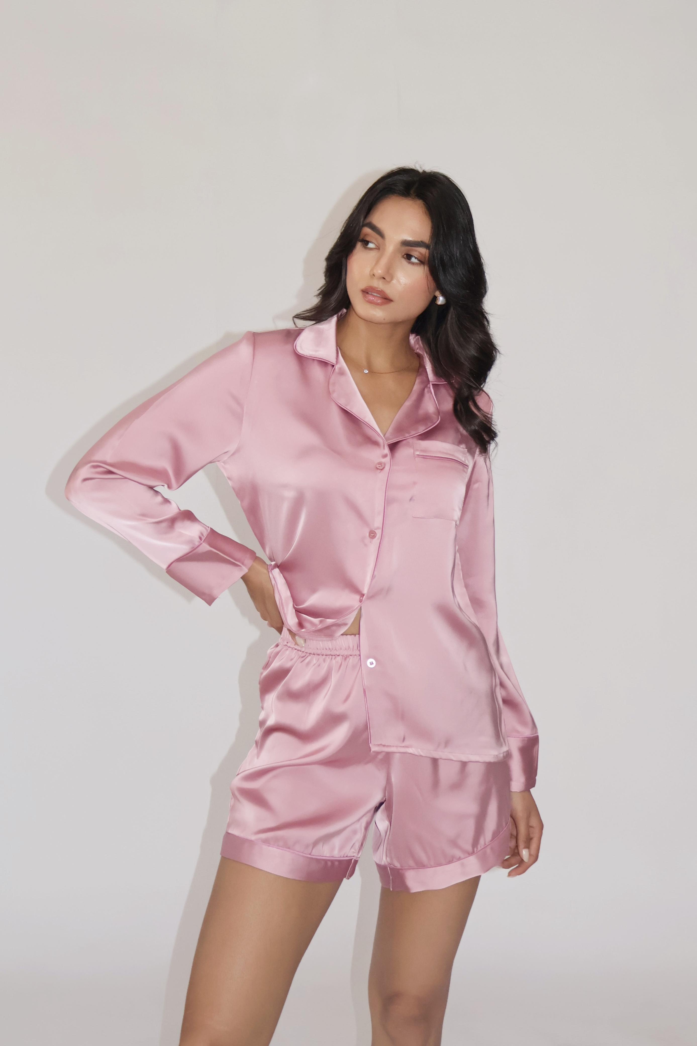 LATTE SILK PJ SET - (Pink)