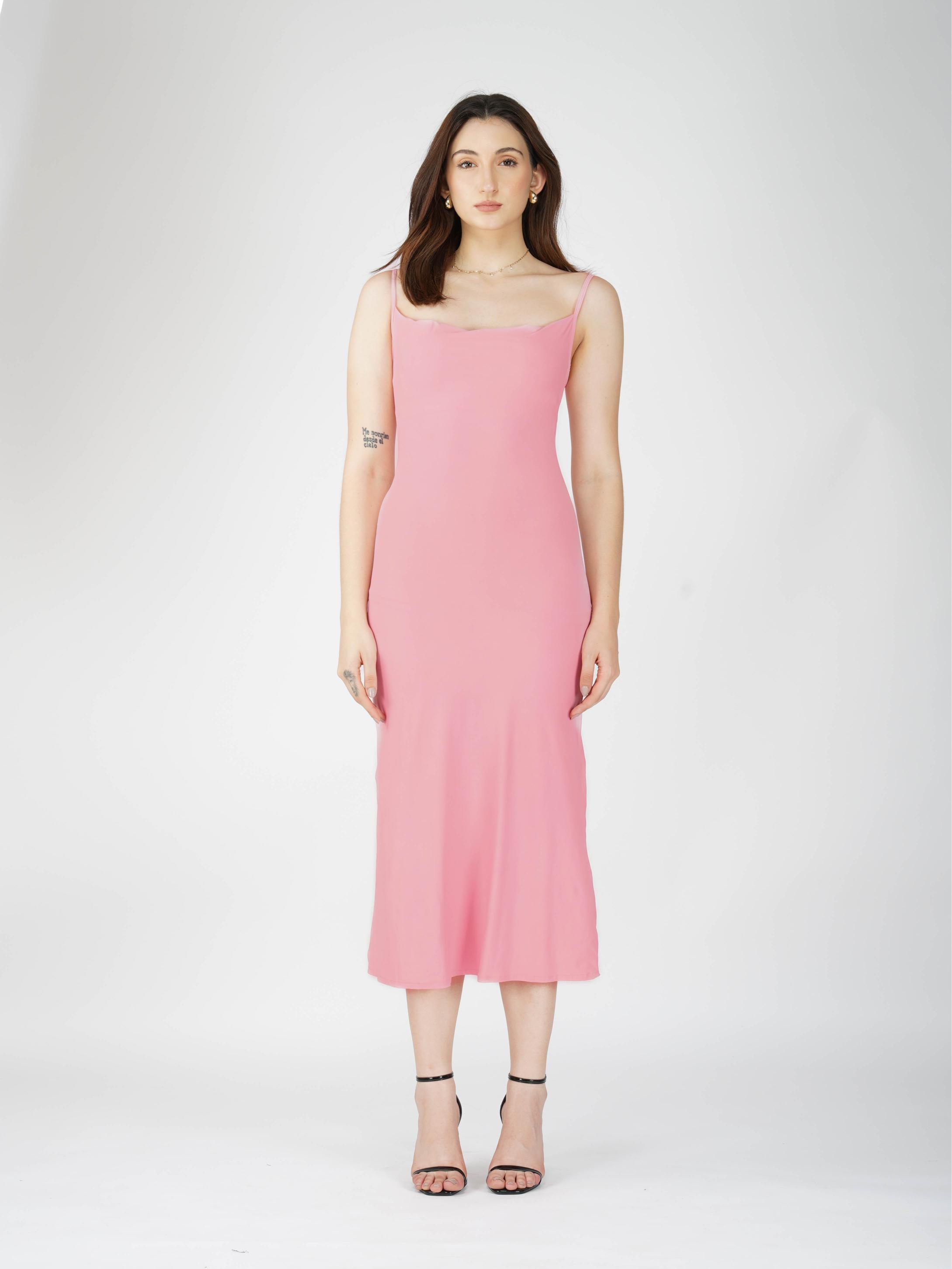 Pink Cowl Neck Dress - Glow Dress (Flamingo)