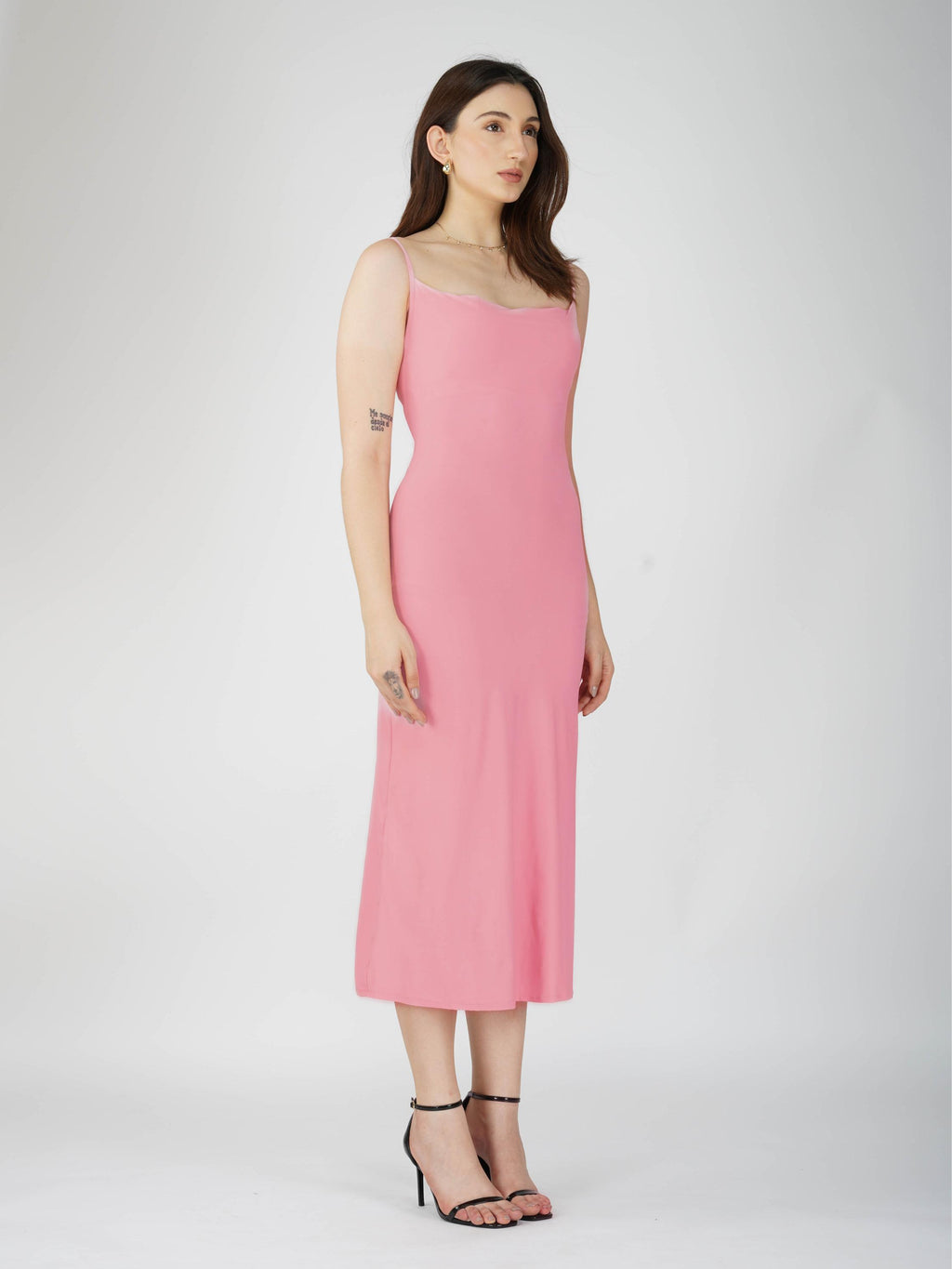 Pink Cowl Neck Dress - Glow Dress (Flamingo)