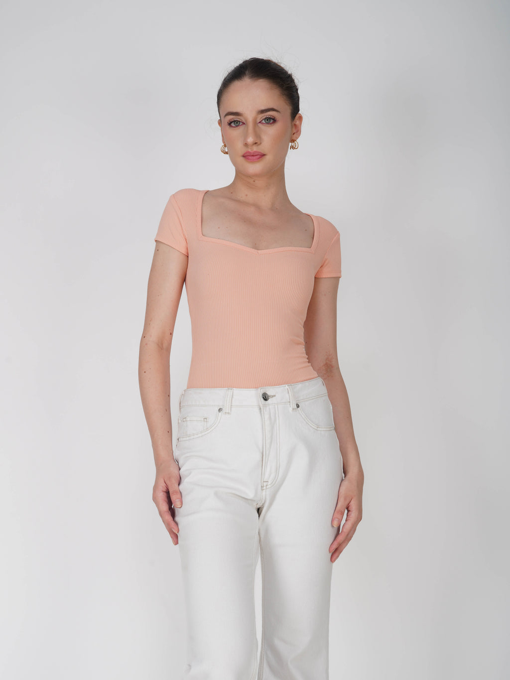 Peach Sweetheart Neckline Bodysuit - Eden Bodysuit (Peach)