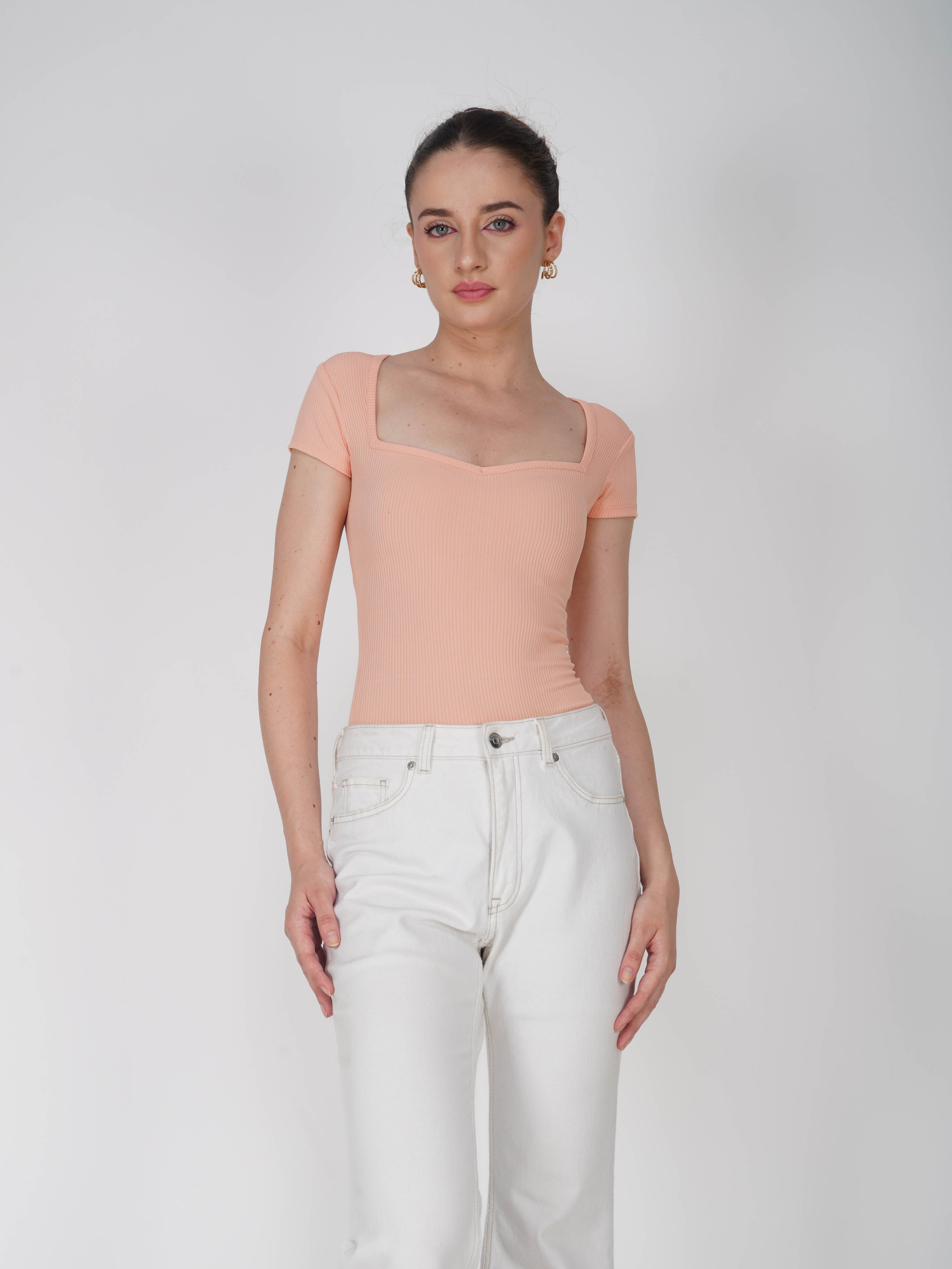 Peach Sweetheart Neckline Bodysuit - Eden Bodysuit (Peach)