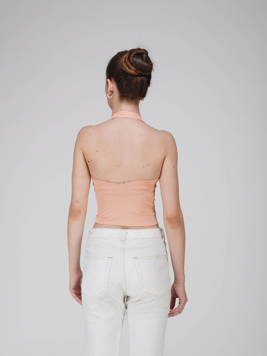 Peach V-Neck Halter Top - Zest Top (Peach)