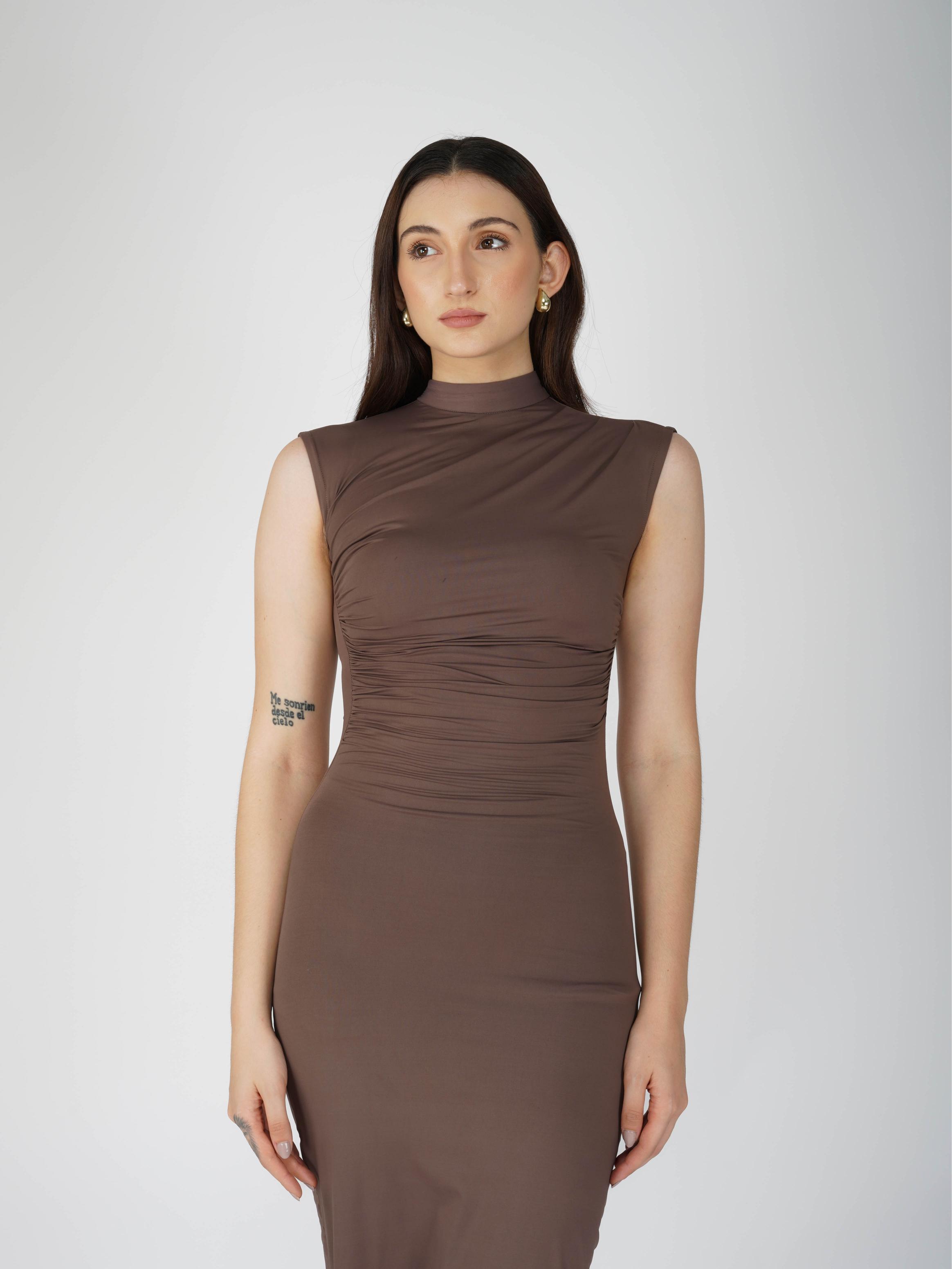 Brown Collared Yoke Dress - Zephyr Dress (Coco)
