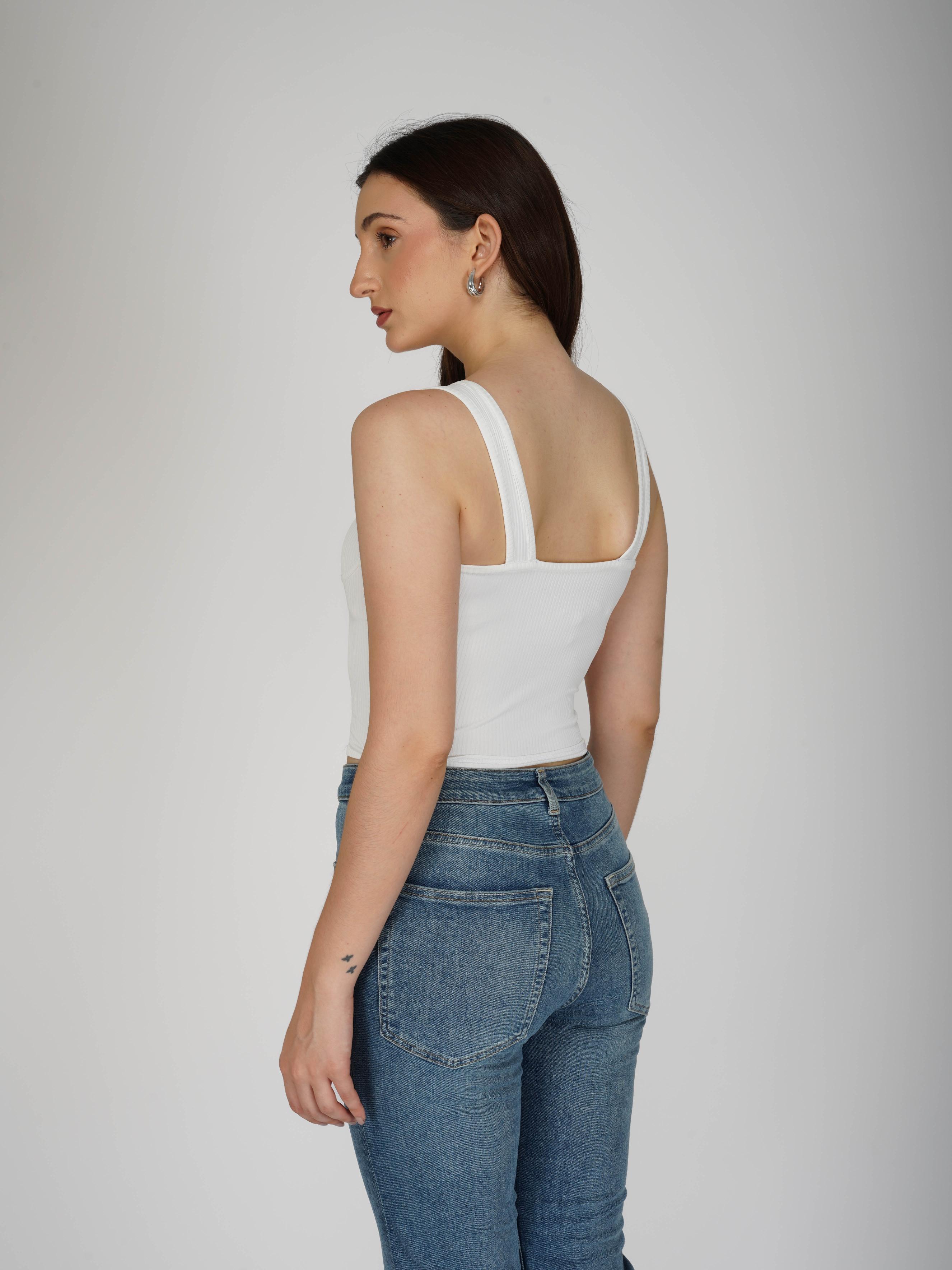 White Undercup Crop Top - Nova Top (Dove)