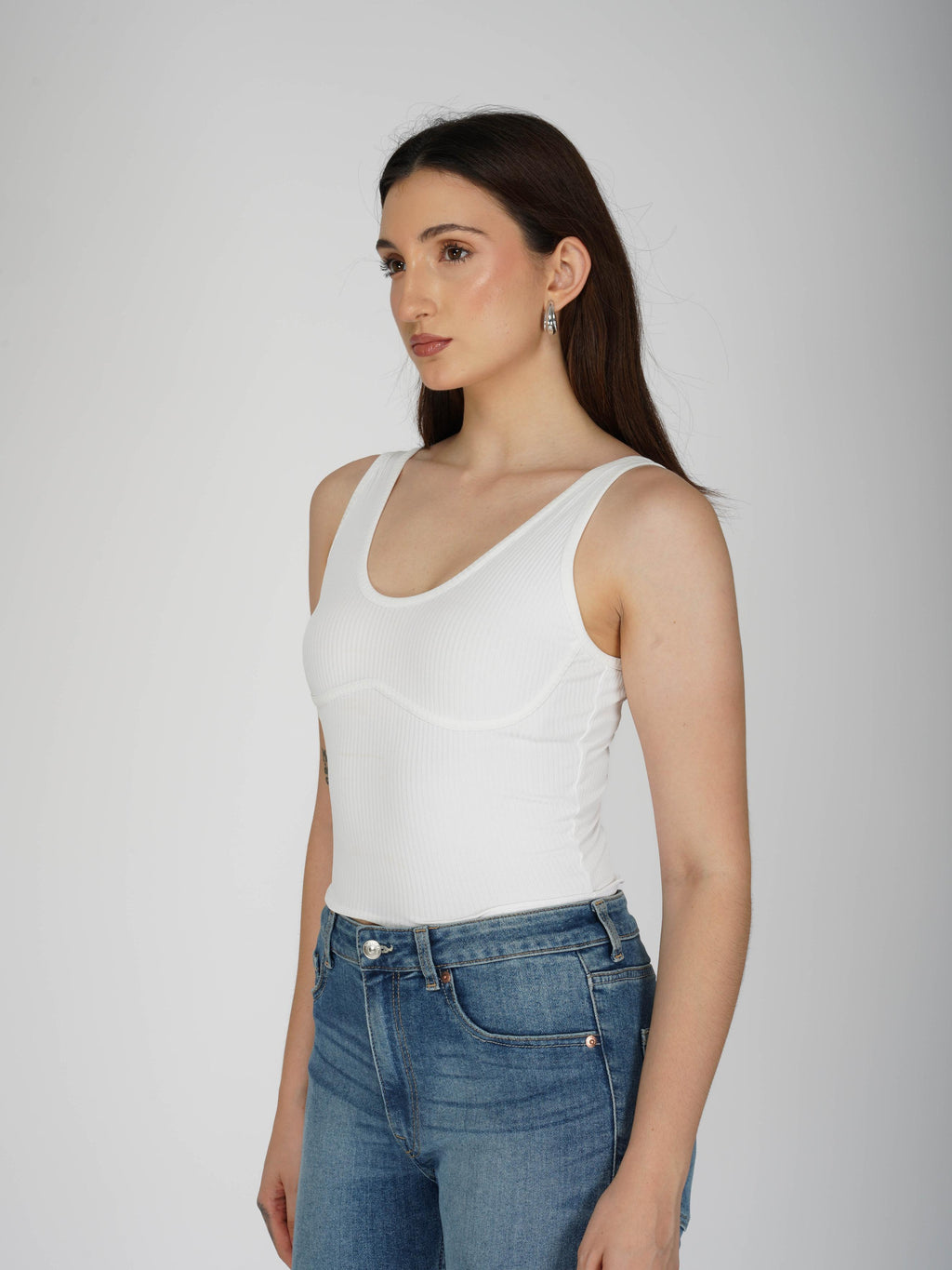 White Undercup Crop Top - Nova Top (Dove)