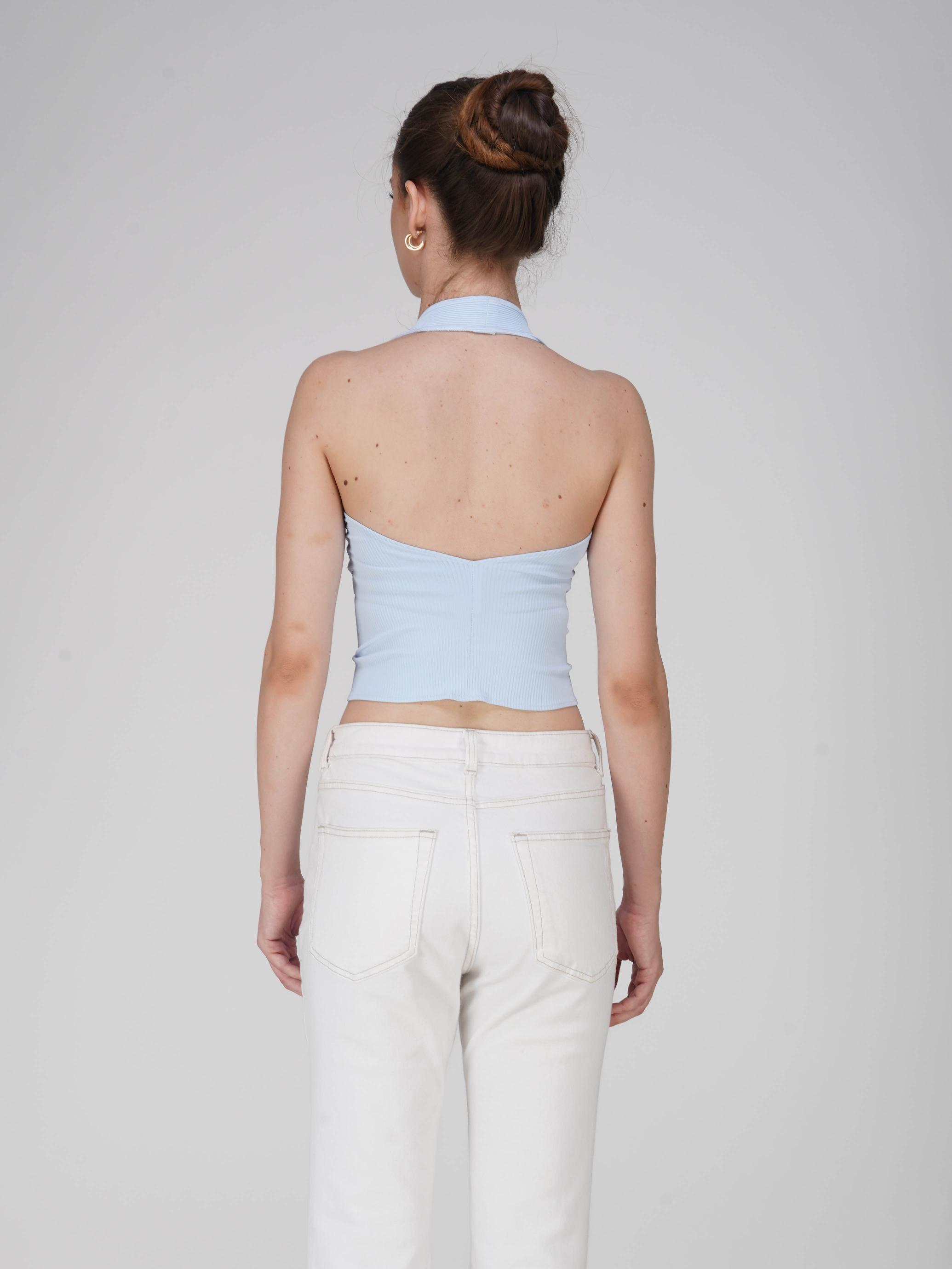 Blue V-Neck Halter Top - Zest Top (Sky)
