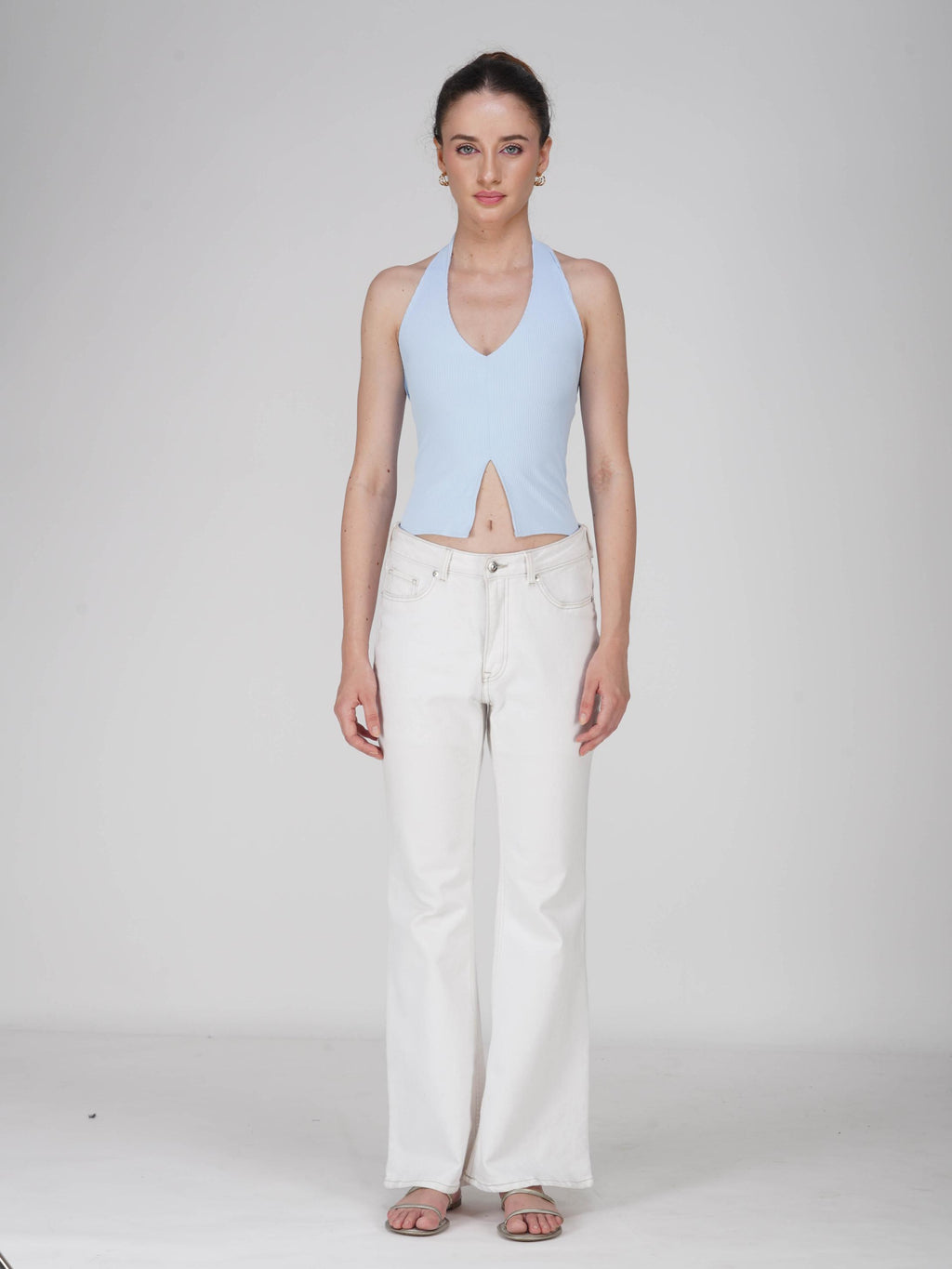 Blue V-Neck Halter Top - Zest Top (Sky)