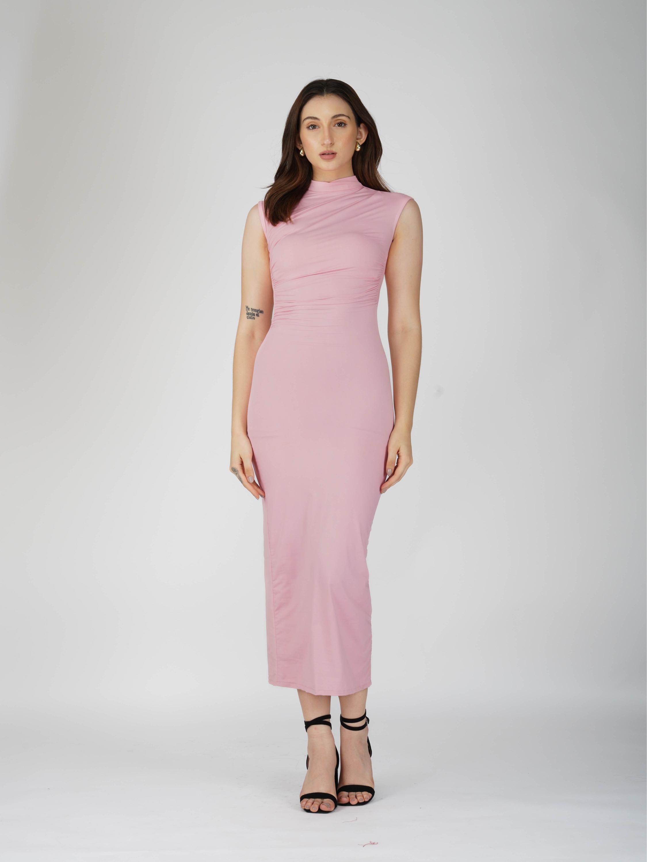 Pink Collared Yoke Dress - Zephyr Dress (Flamingo)
