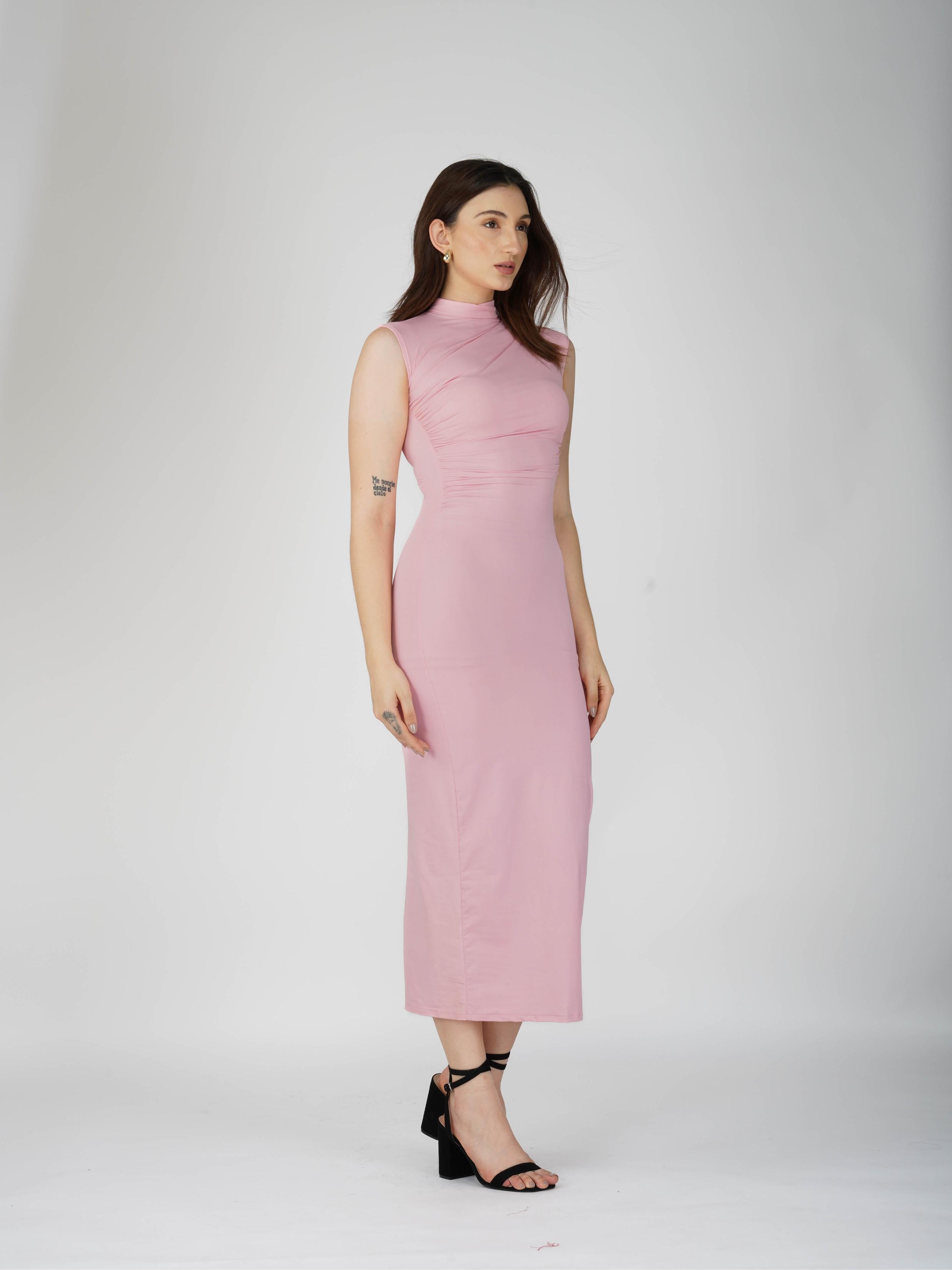 Pink Collared Yoke Dress - Zephyr Dress (Flamingo)