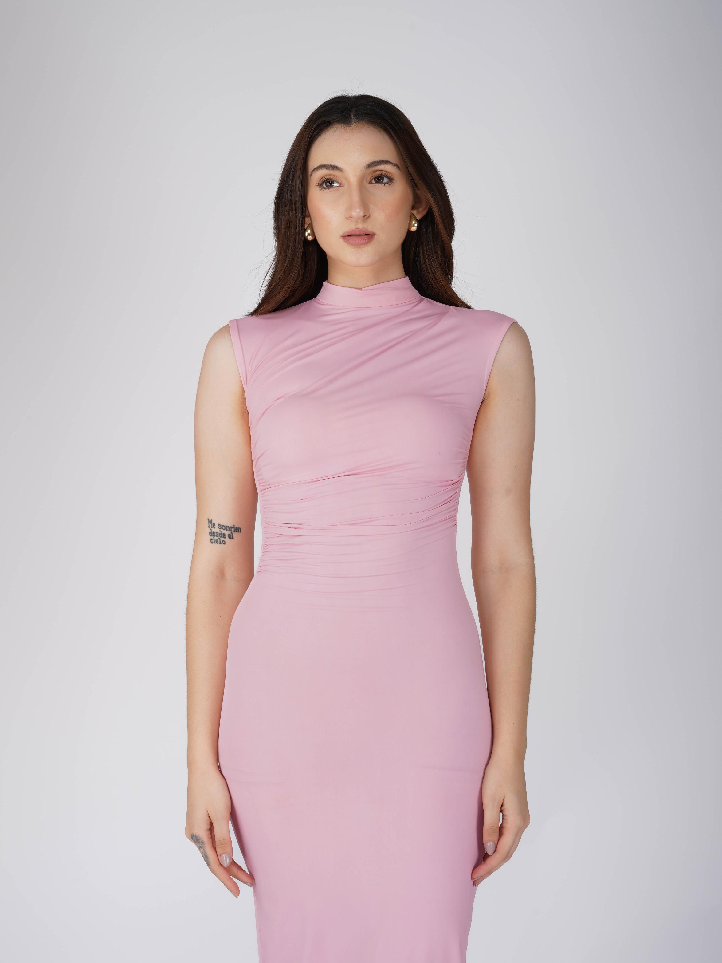 Pink Collared Yoke Dress - Zephyr Dress (Flamingo)