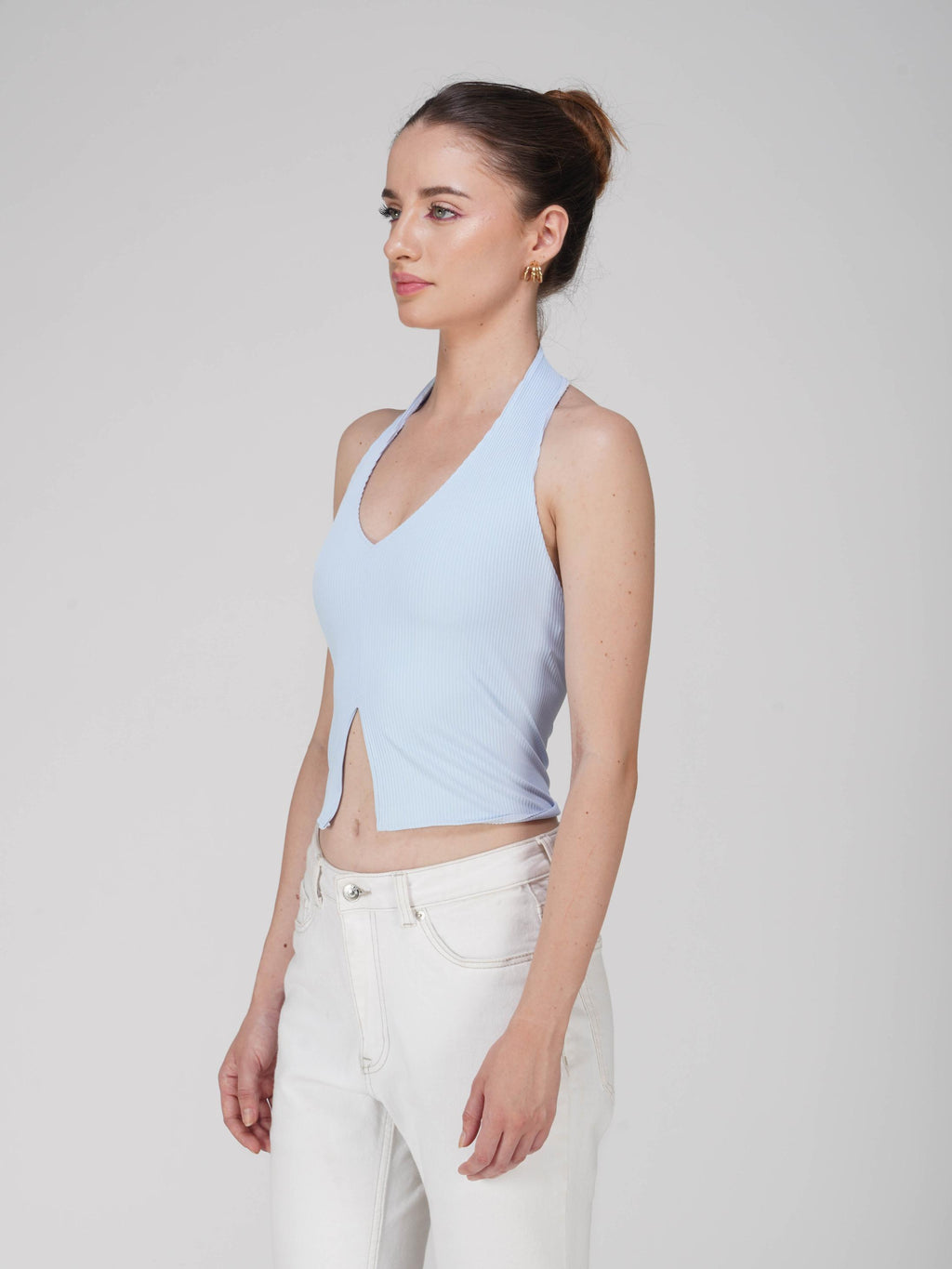 Blue V-Neck Halter Top - Zest Top (Sky)