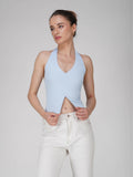 Blue V-Neck Halter Top - Zest Top (Sky)
