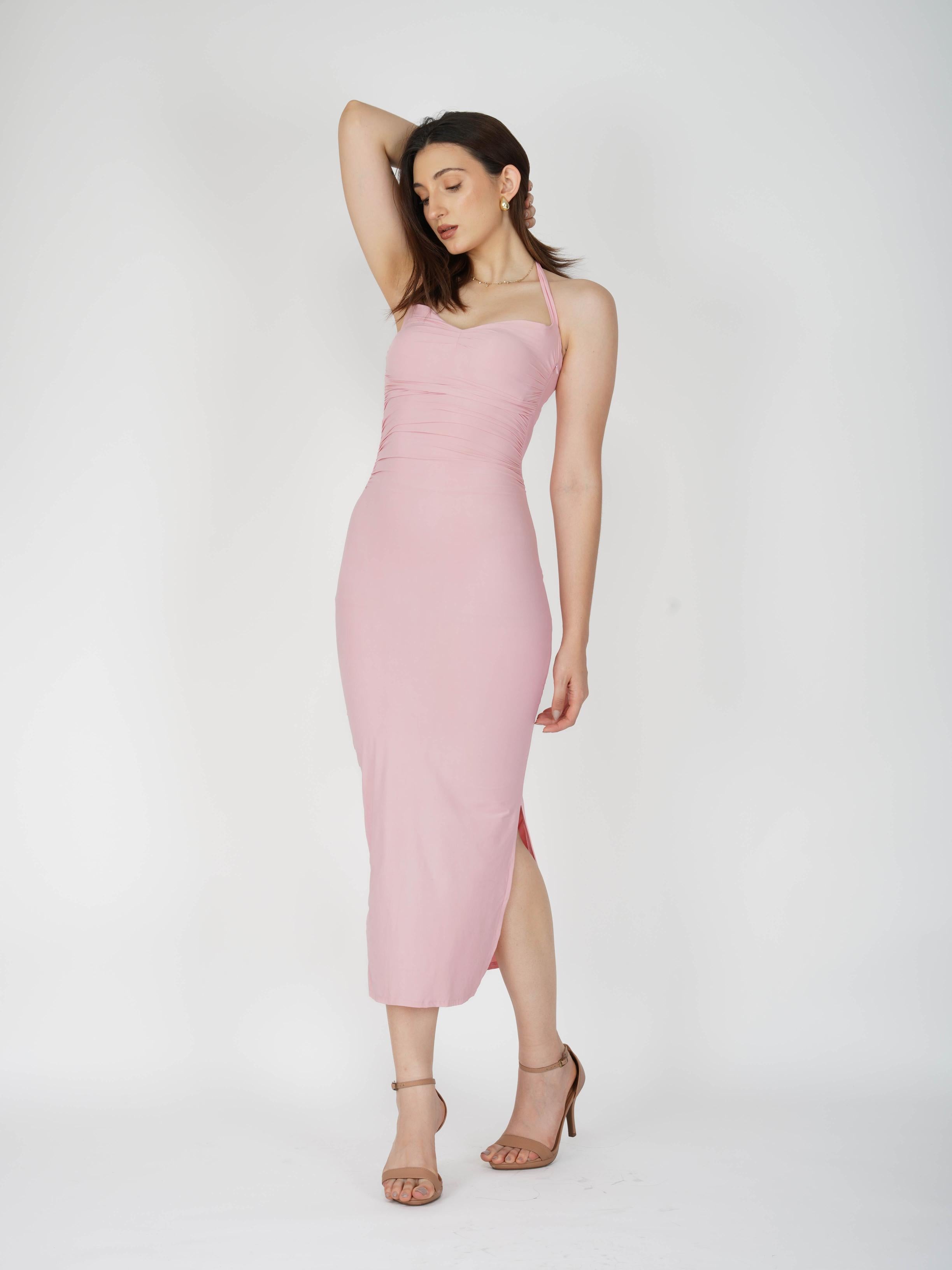 Pink Sweetheart Neckline Dress - Ray Dress (Flamingo)