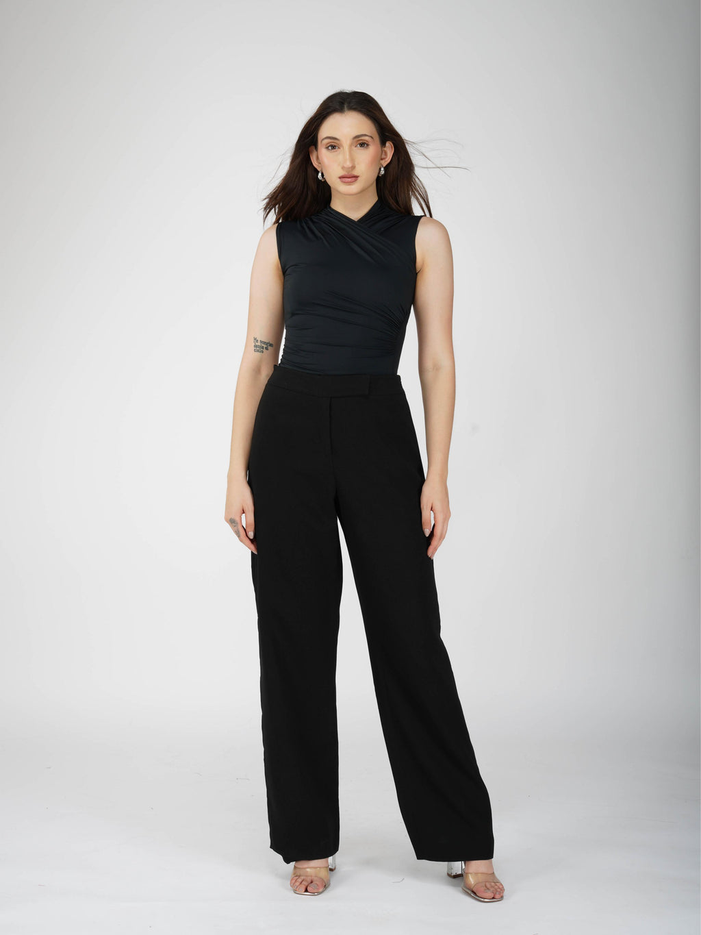 Black Overlap Bodysuit - Glint Bodysuit (Onyx)
