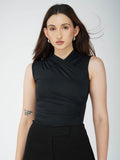 Black Overlap Bodysuit - Glint Bodysuit (Onyx)