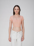Orange Crop Scoop Neck Top - Loom Top (Peach)