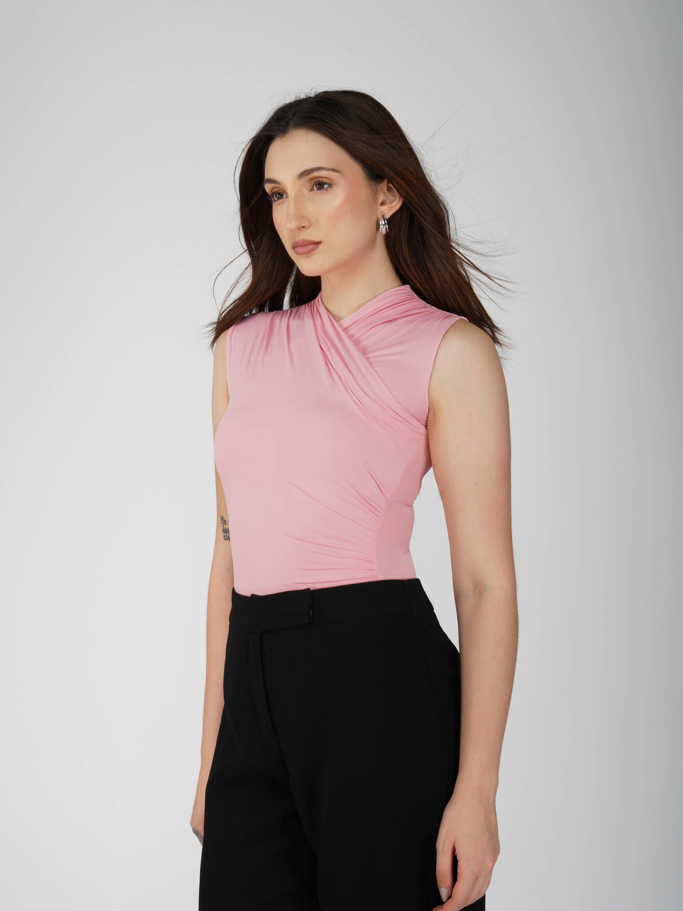 Pink Overlap Bodysuit - Glint Bodysuit (Flamingo)