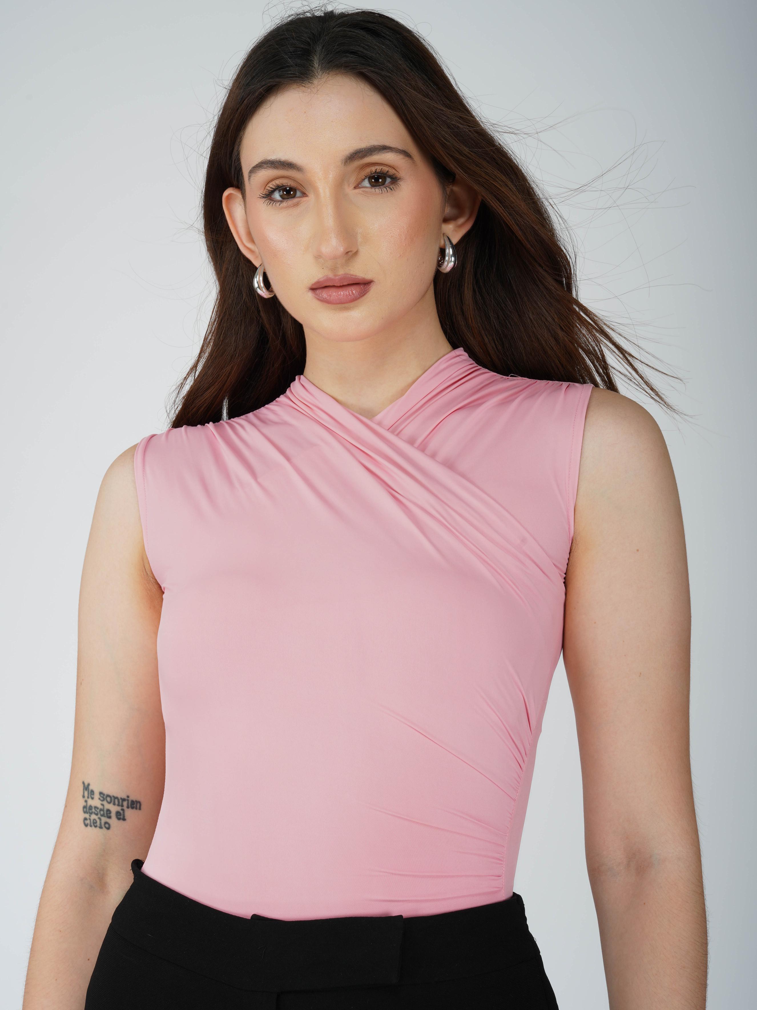 Pink Overlap Bodysuit - Glint Bodysuit (Flamingo)