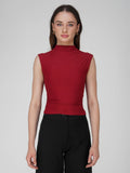 Red Collared Yoke Top  - Beam Tee (Cherry)